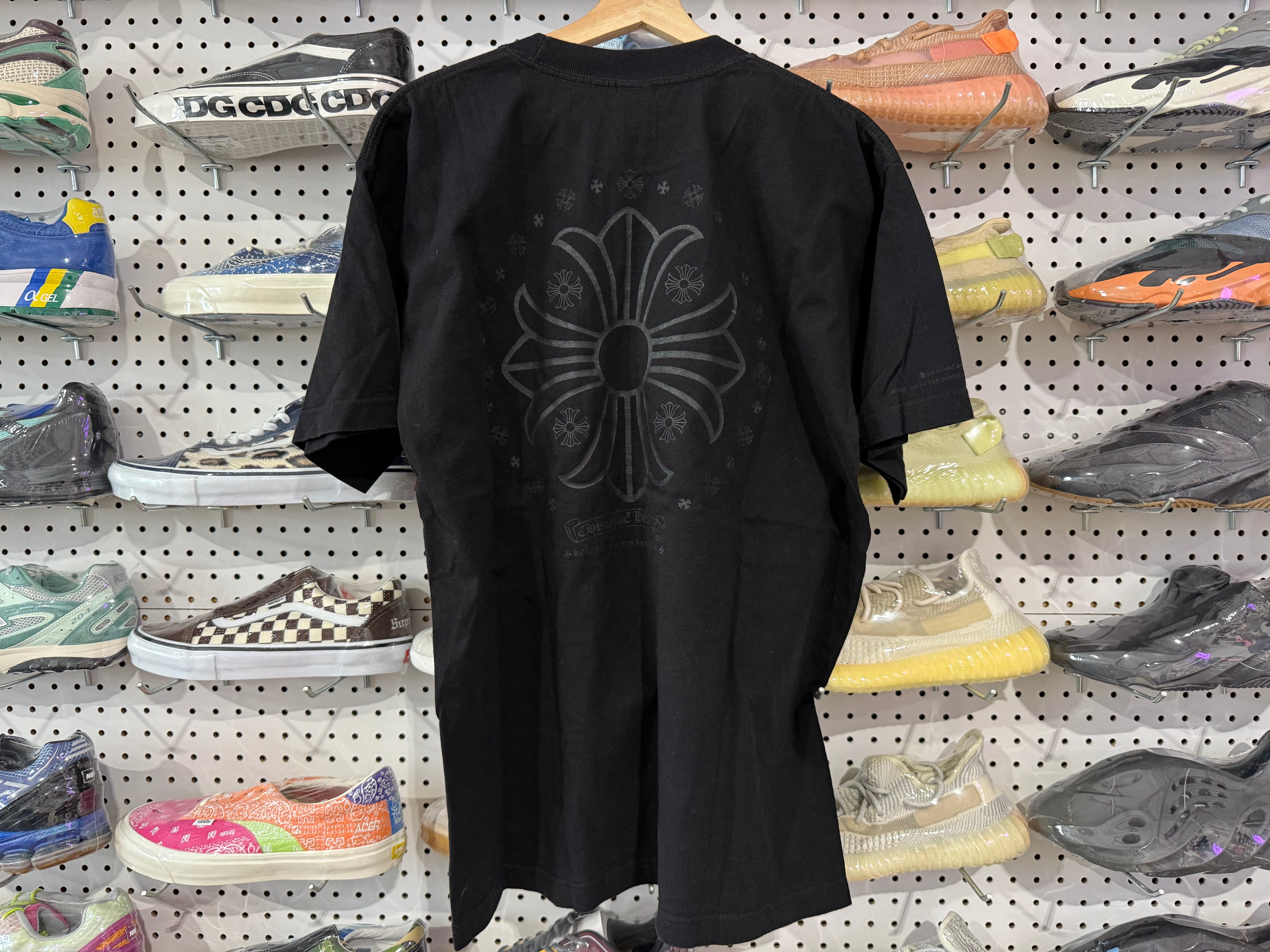 USED VTG Chrome Hearts Mono Circle Cross Pocket Tee - Black Size Large