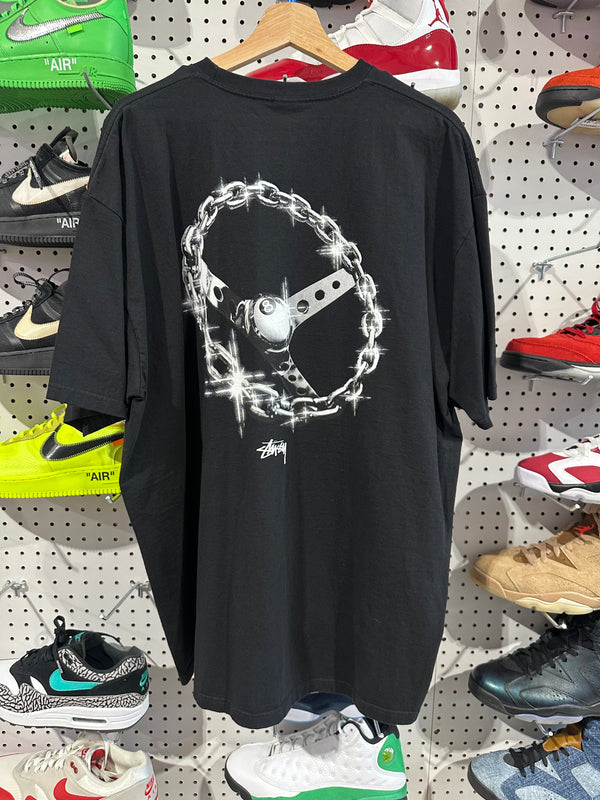 NEW Stussy Wheel Tee - Black Size XXL