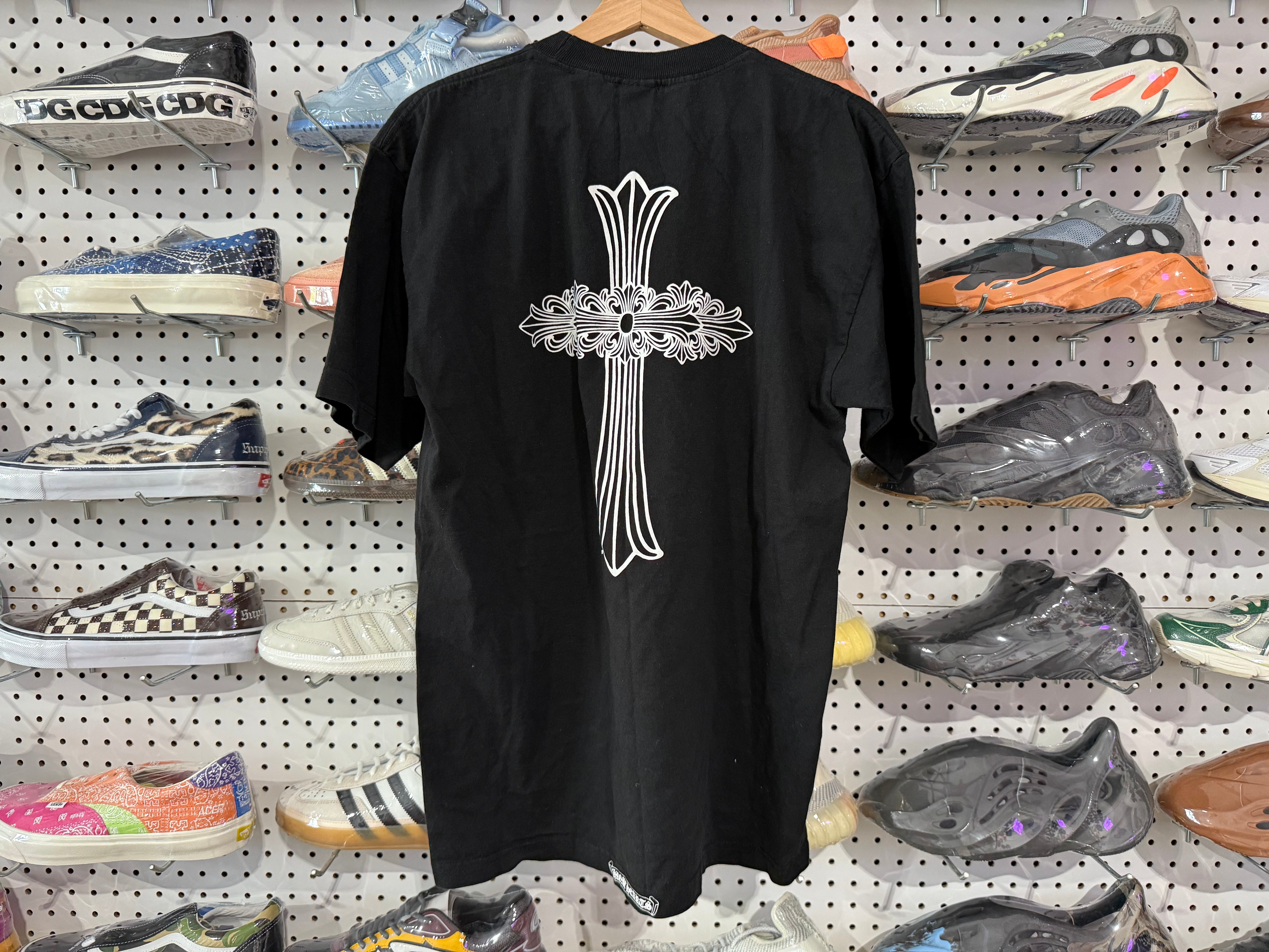 USED VTG Chrome Hearts Back Cross Pocket Tee - Black Size Large