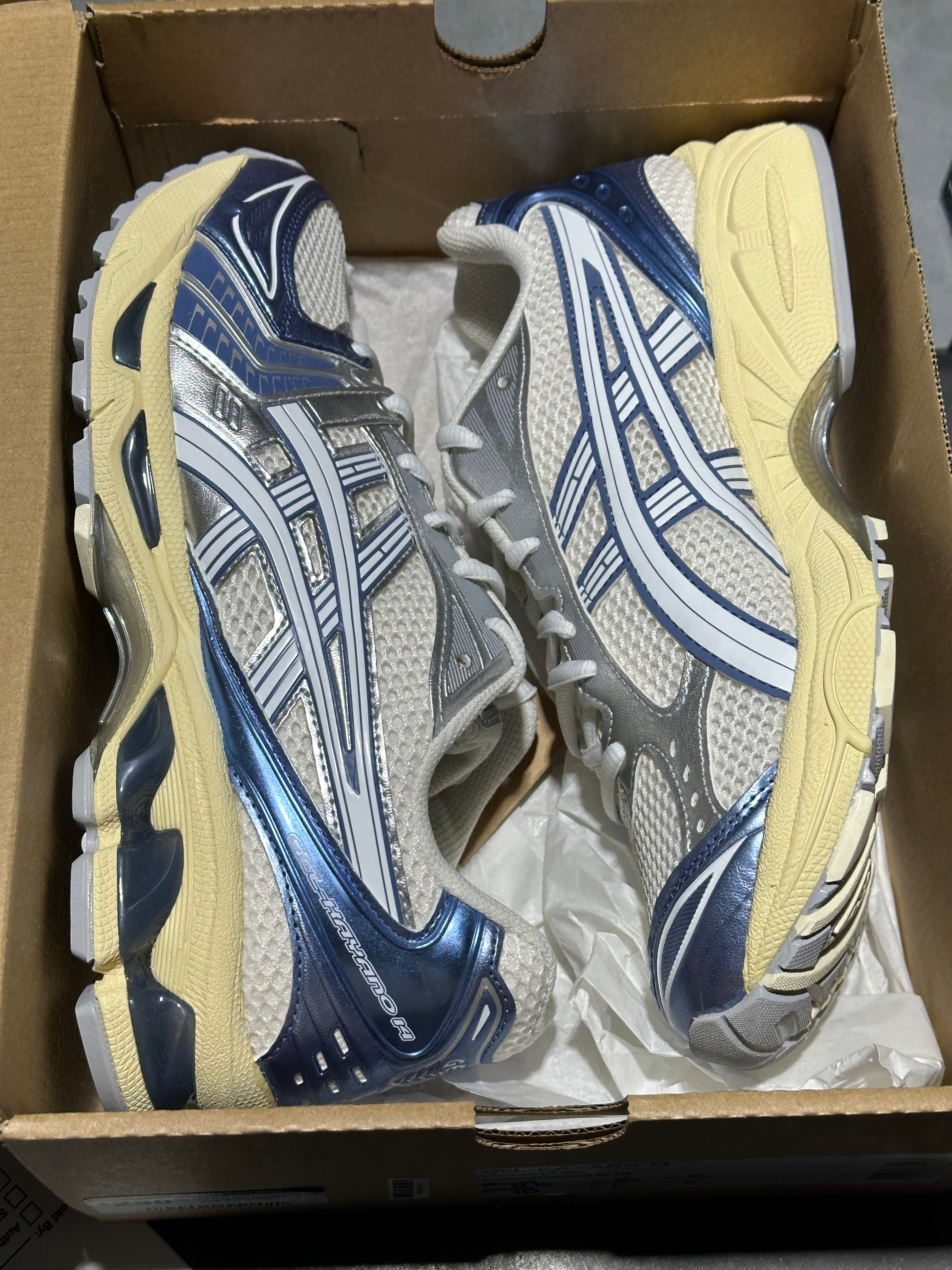 ASICS Gel-Kayano 14 - Cream Metallic Blue Size 8.5