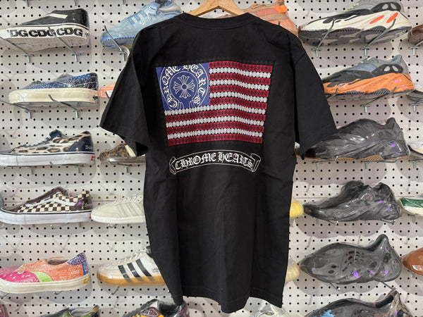 USED VTG Chrome Hearts Flag Pocket Tee - Black Size Large
