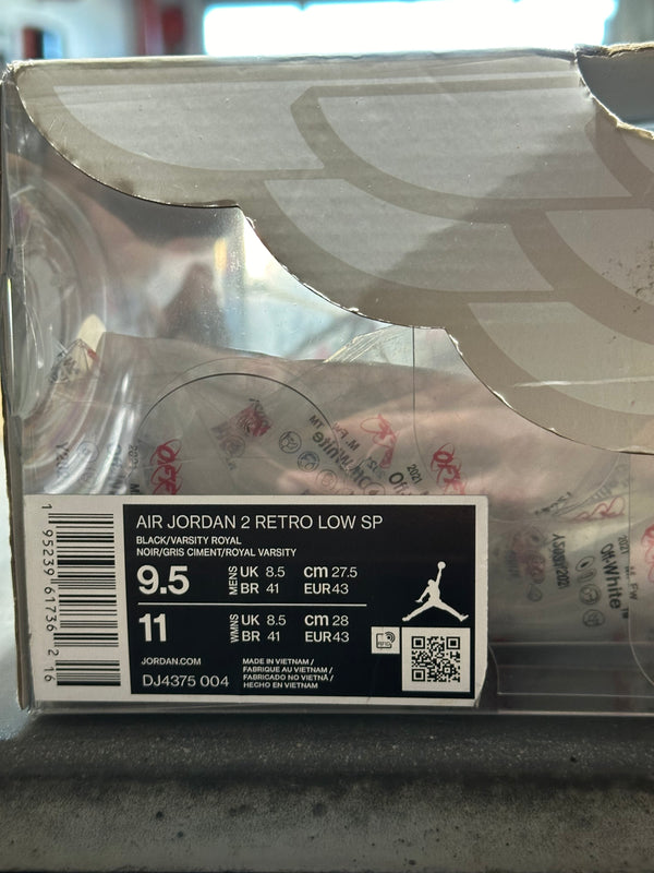 Air Jordan 2 Retro Low SP - Off-White Black Blue Size 9.5