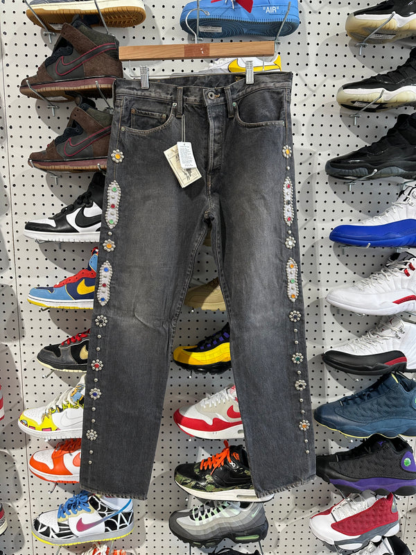 NEW Kapital Studded Denim Jeans - Grey Size 32