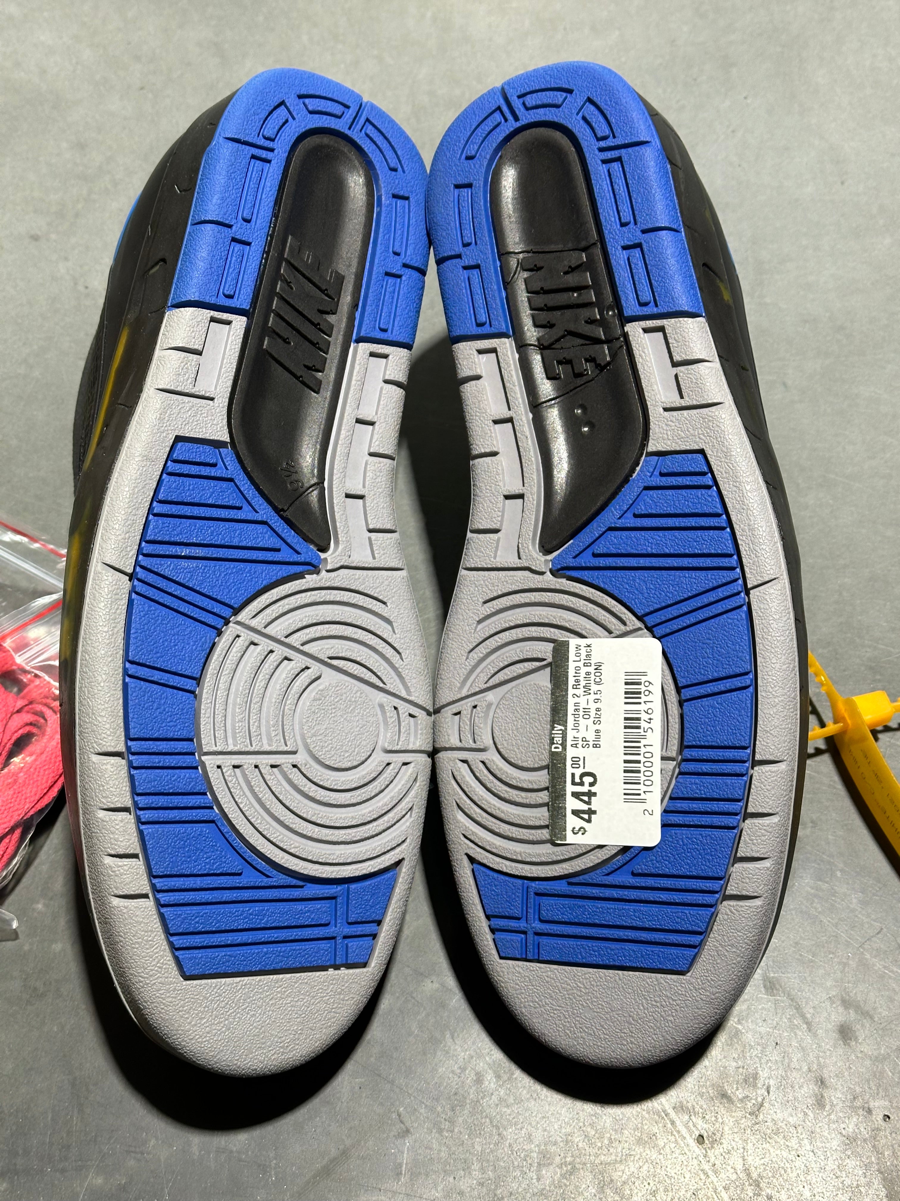 Air Jordan 2 Retro Low SP - Off-White Black Blue Size 9.5