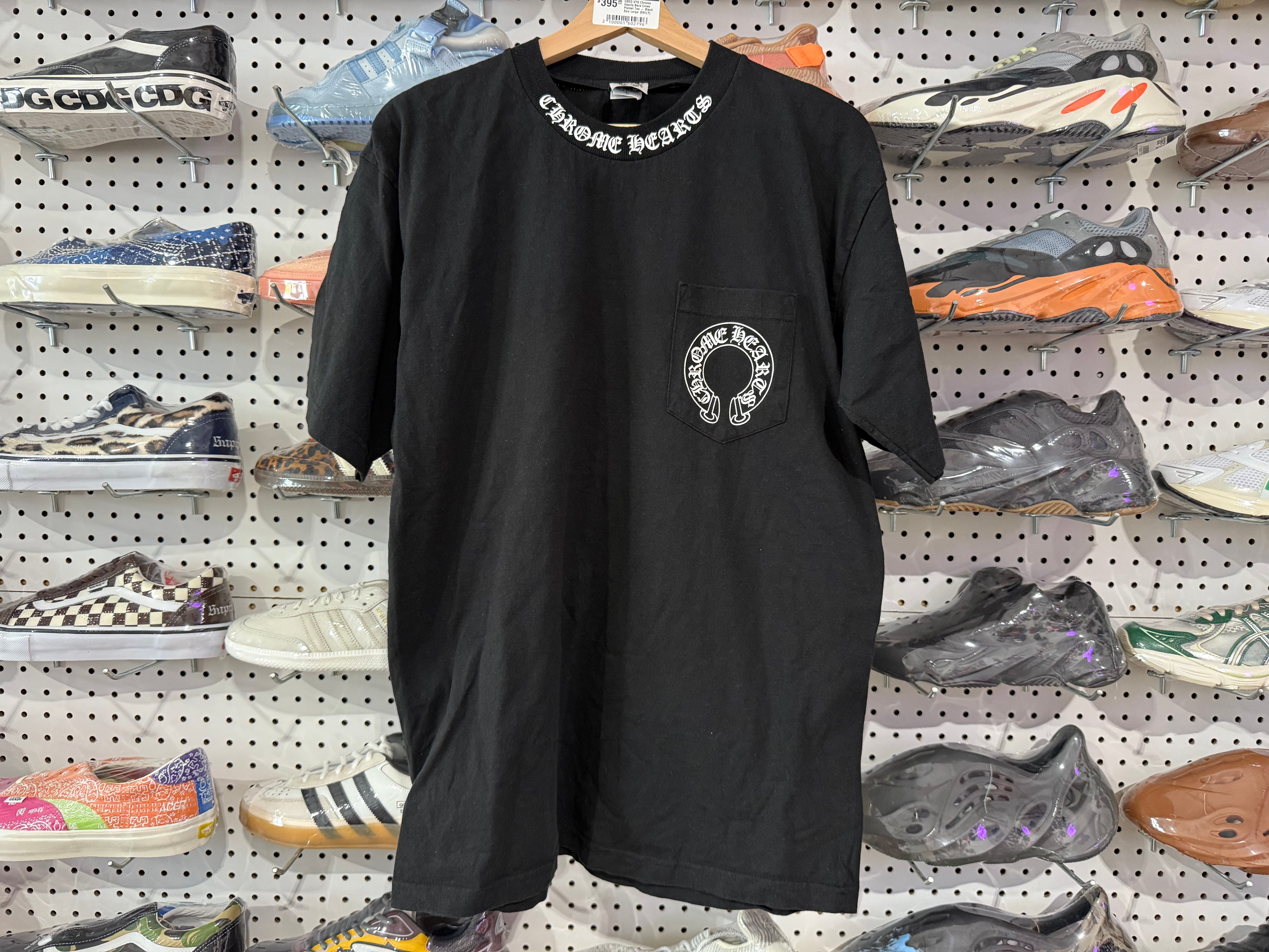 USED VTG Chrome Hearts Back Cross Pocket Tee - Black Size Large