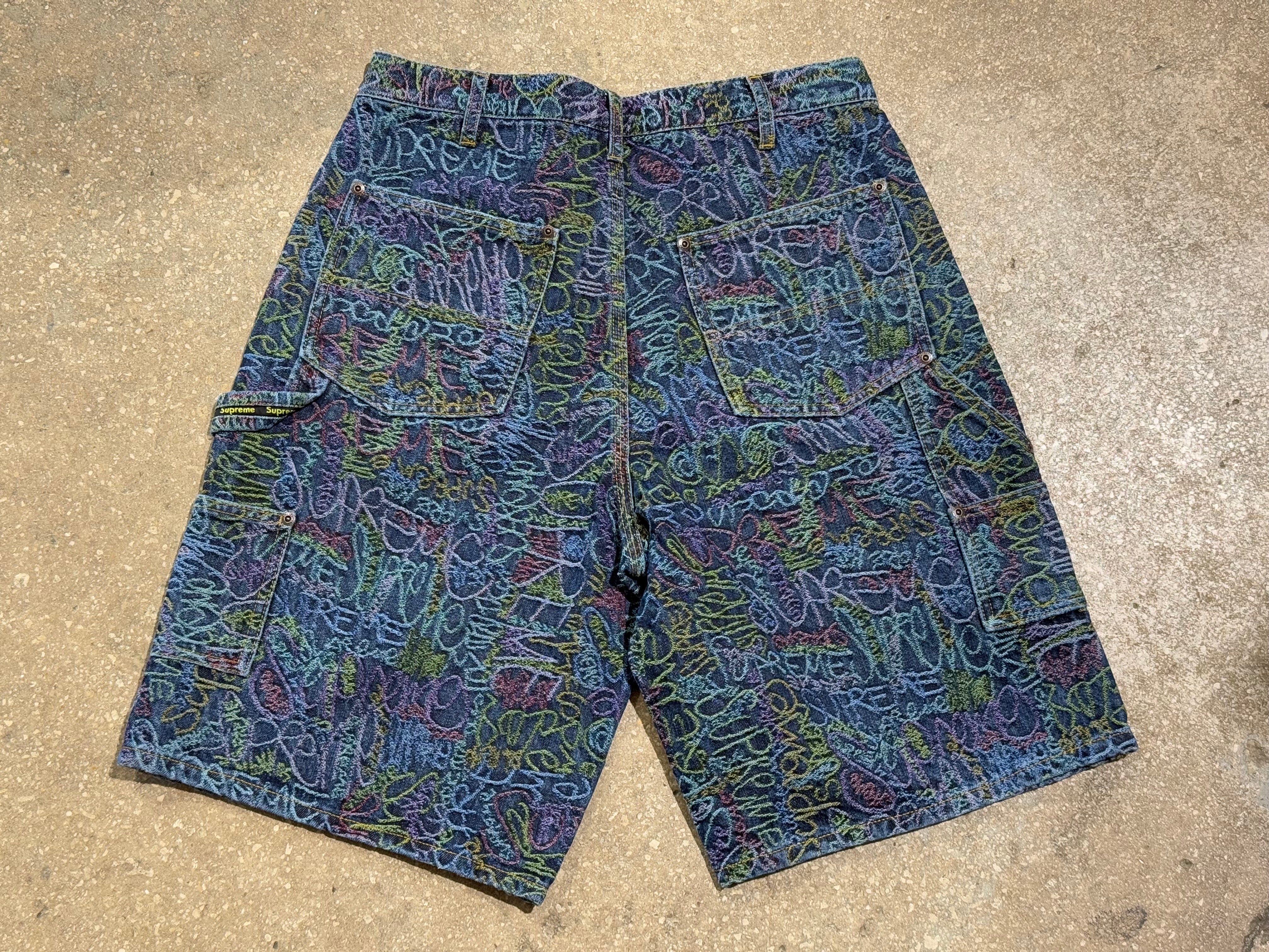 NEW Supreme SS25 Handwriting Double Knee Denim Shorts