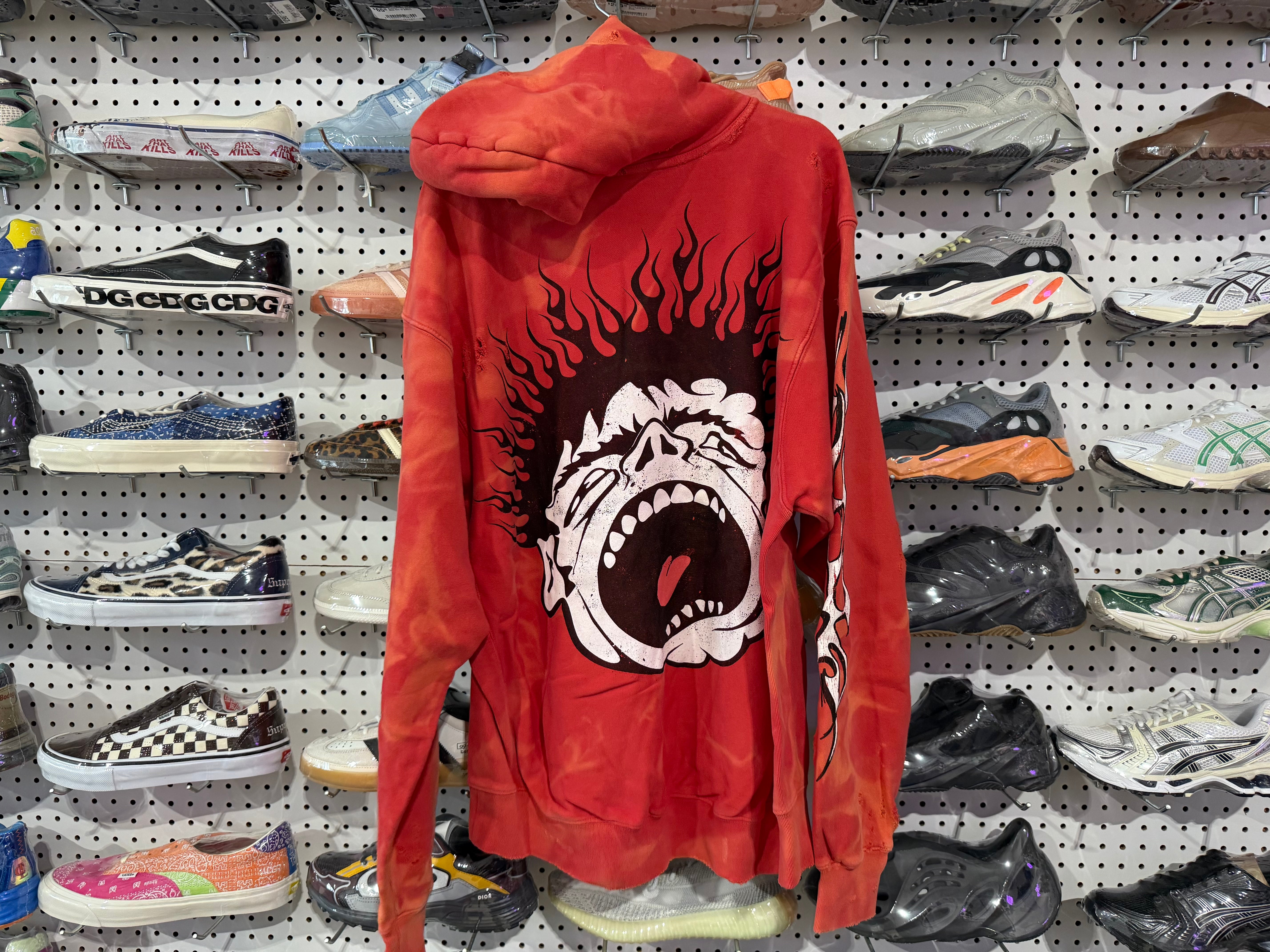 NEW Hellstar Records Lava Wash Hoodie - Red Size XL