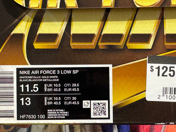 Nike Air Force 3 Low SP Nigo - White Metallic Gold Size 11.5