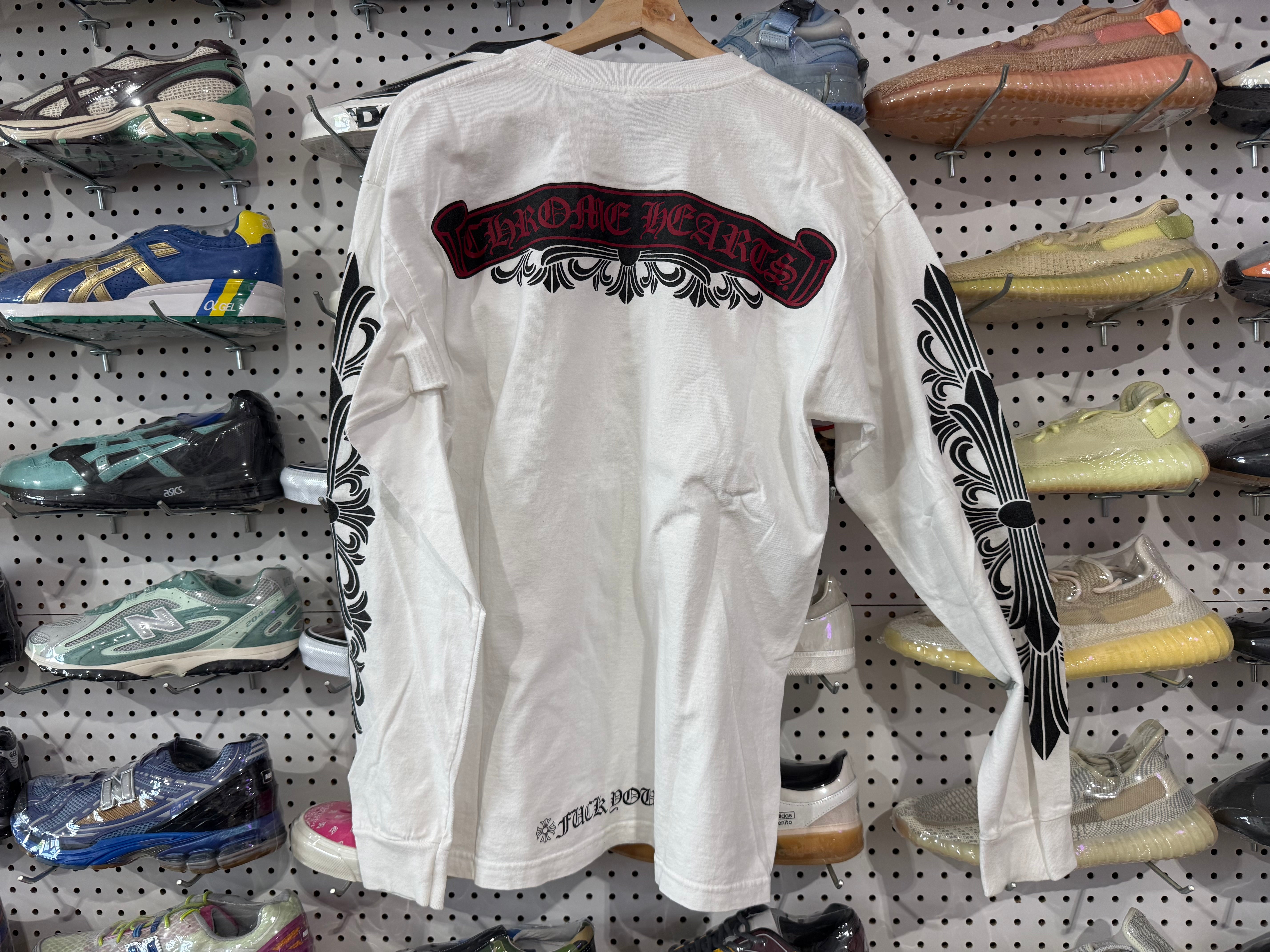 USED VTG Chrome Hearts Longsleeve Pocket Tee - White Size Large