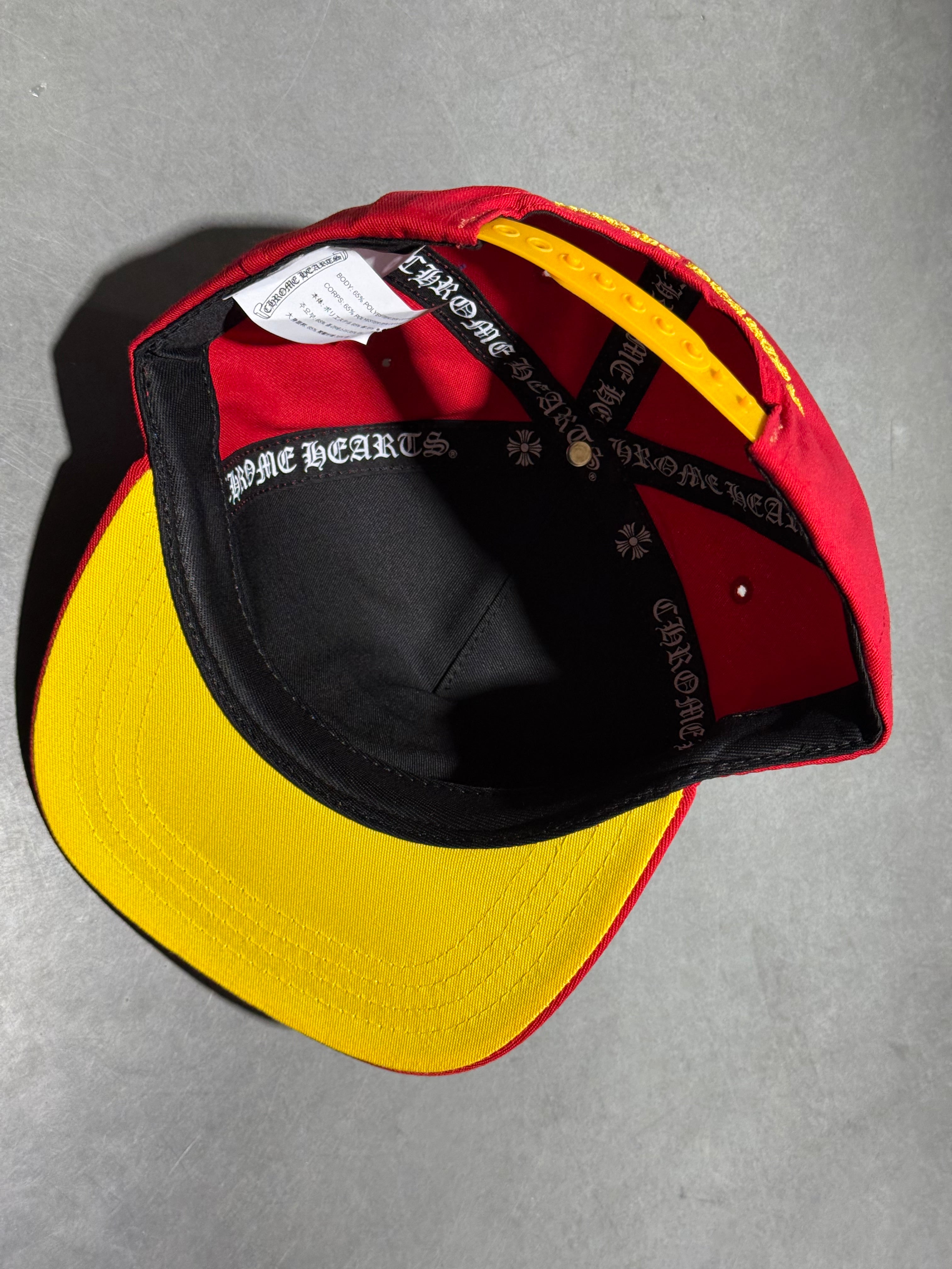 NEW Chrome Hearts 5 Panel Snapback - Red/Yellow