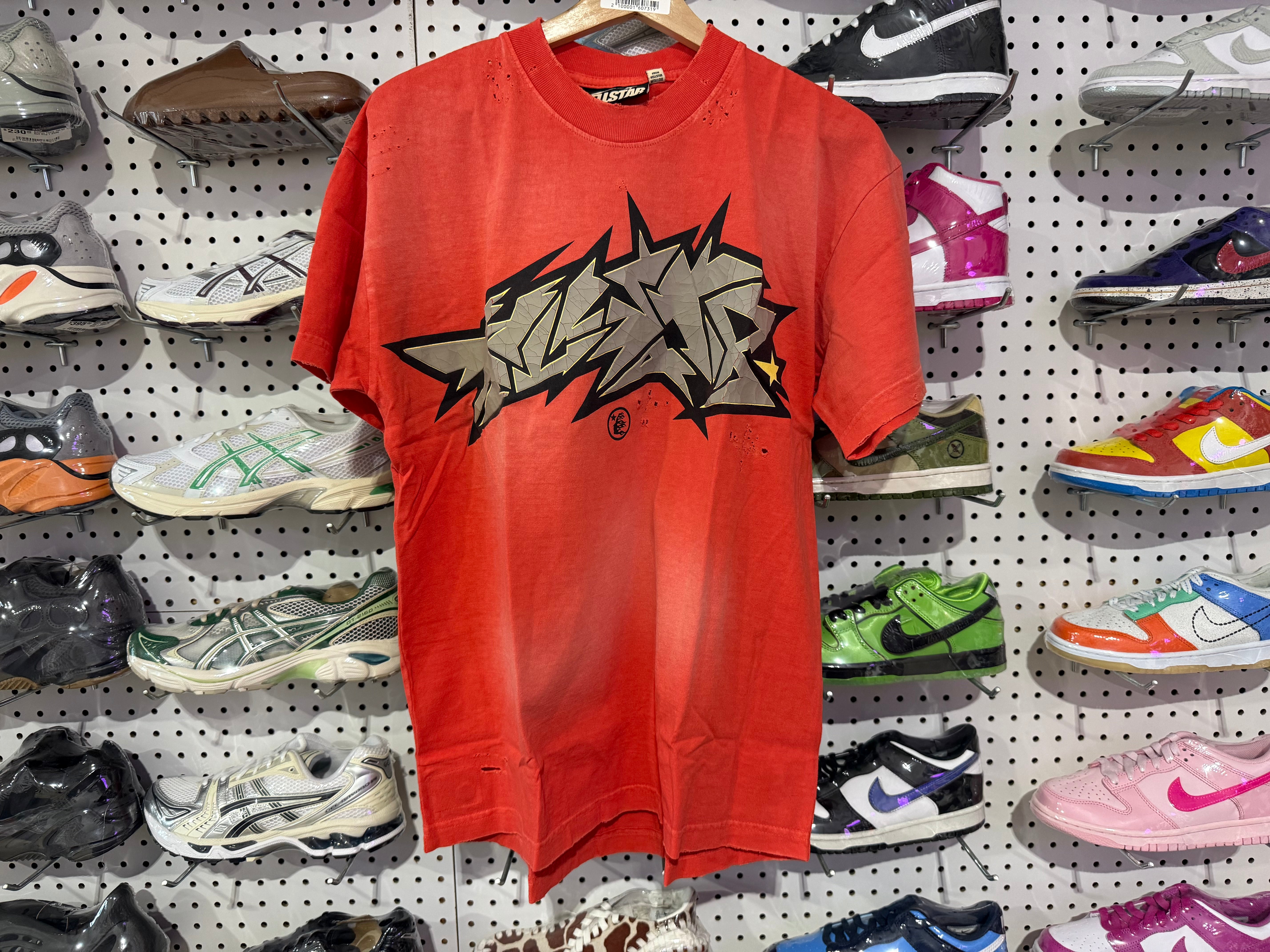 NEW Hellstar Crack Print Tee - Red Size Small