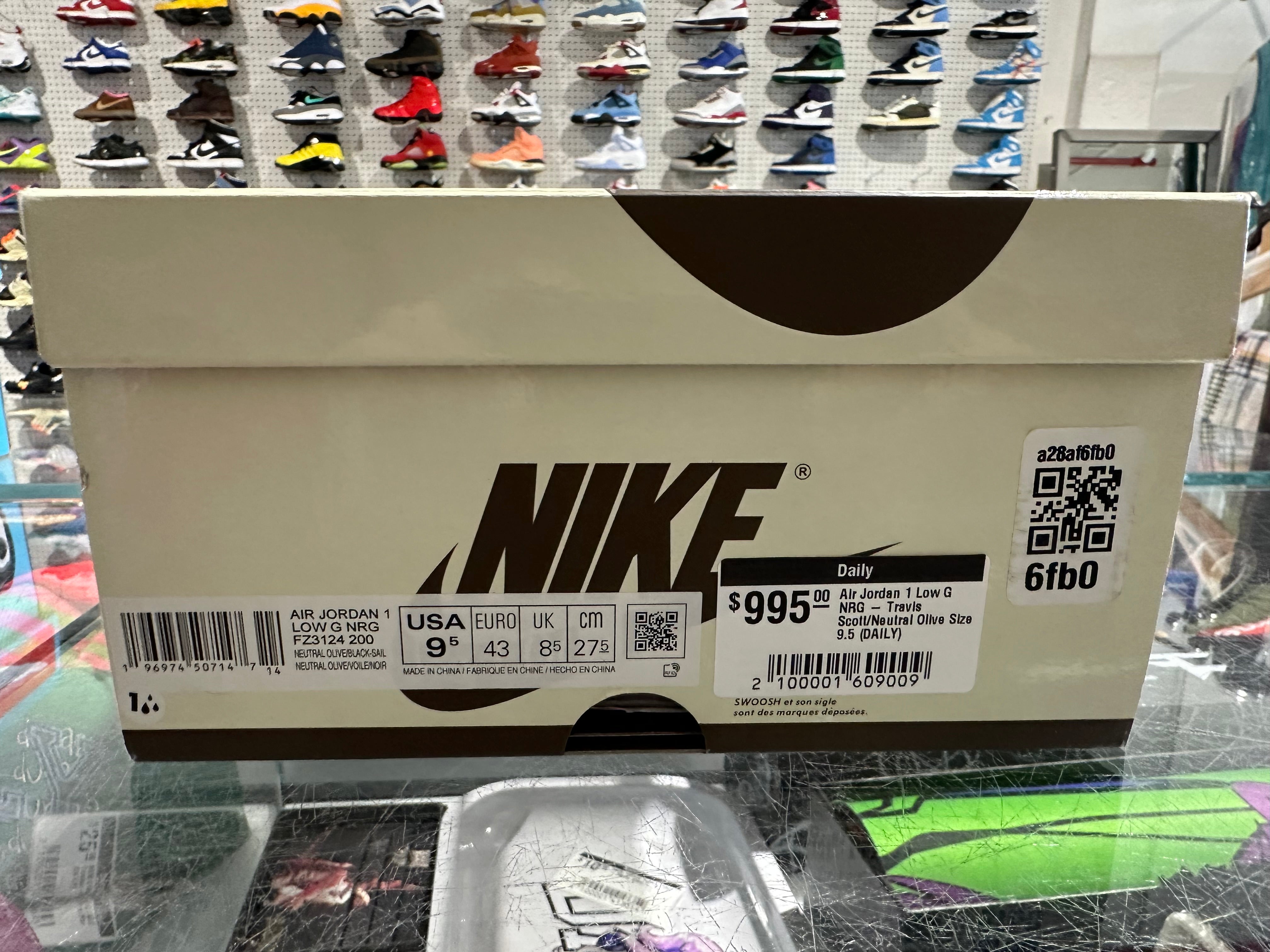 Air Jordan 1 Low G NRG - Travis Scott/Neutral Olive Size 9.5