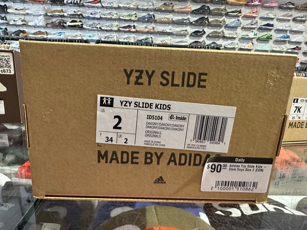 Adidas Yzy Slide Kids - Dark Onyx Size 2