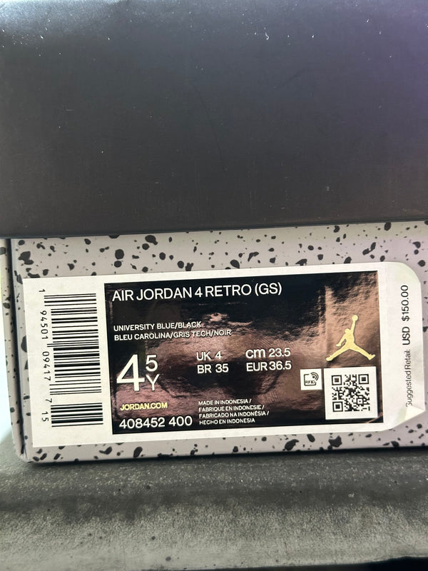 Air Jordan 4 Retro GS - UNC Size 4.5Y