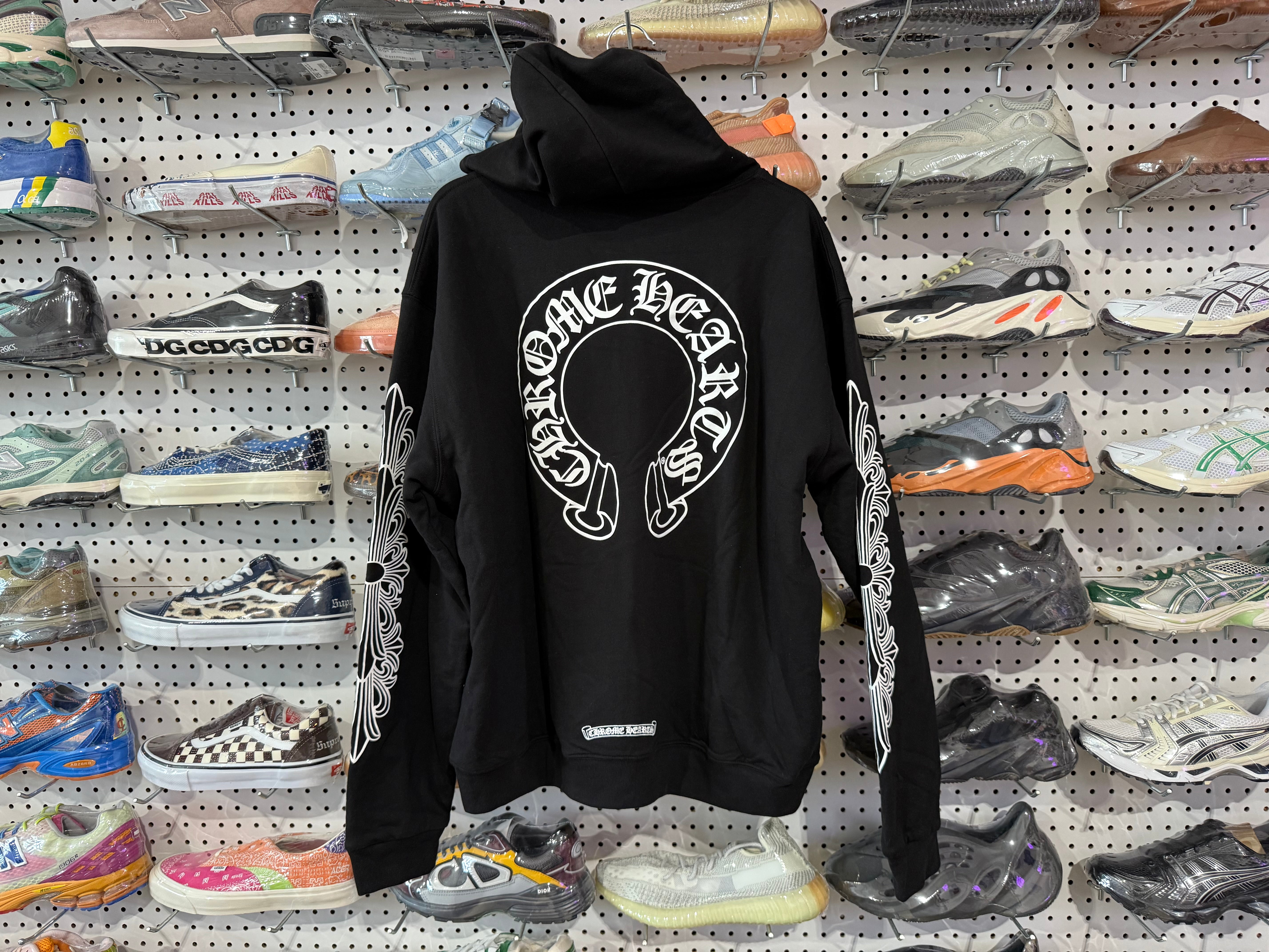 NEW Chrome Hearts Thermal Lined Horseshoe Zip Up Hoodie - Black