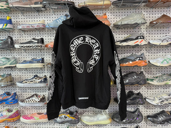 NEW Chrome Hearts Thermal Lined Horseshoe Zip Up Hoodie - Black
