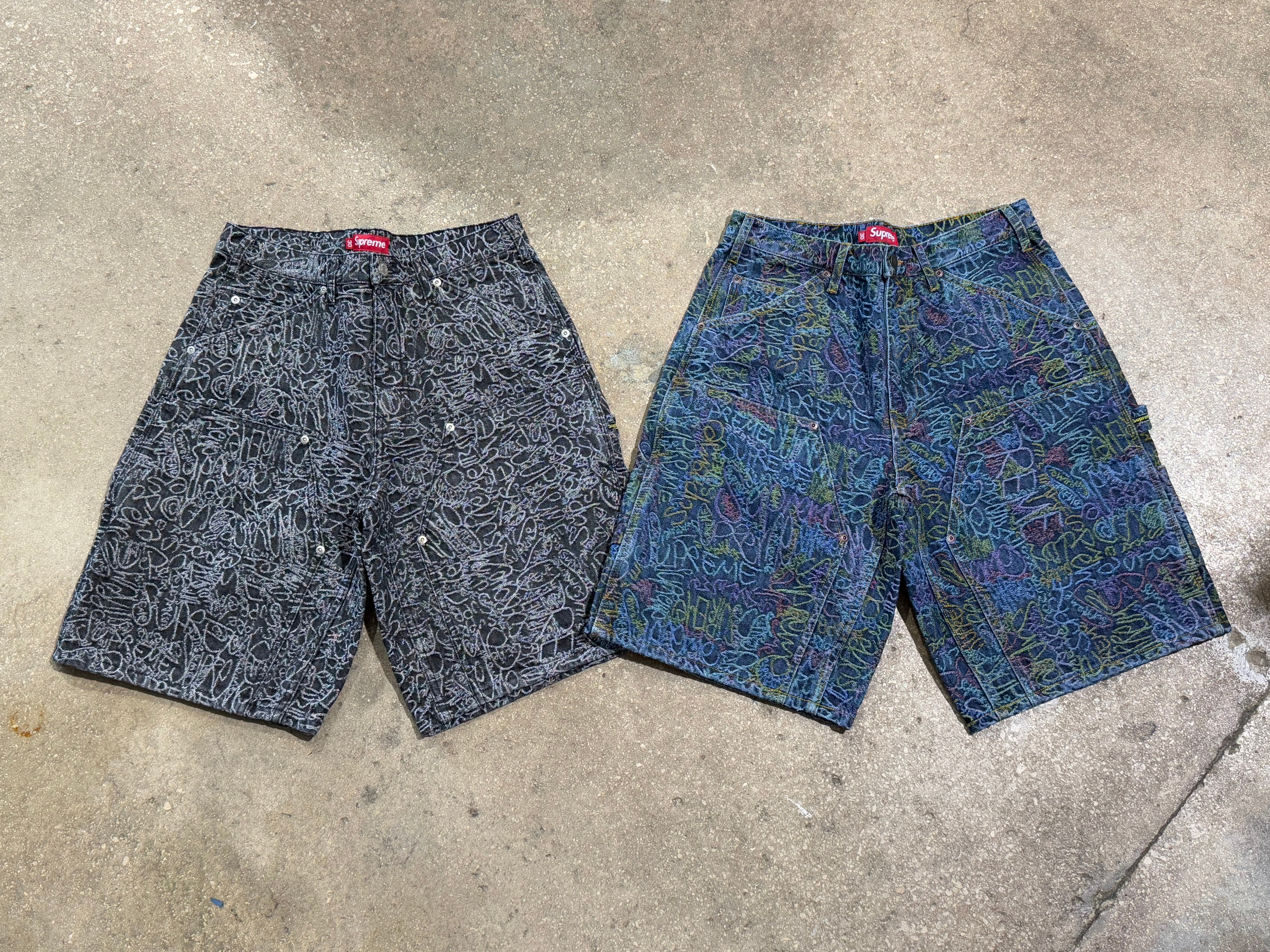 NEW Supreme SS25 Handwriting Double Knee Denim Shorts