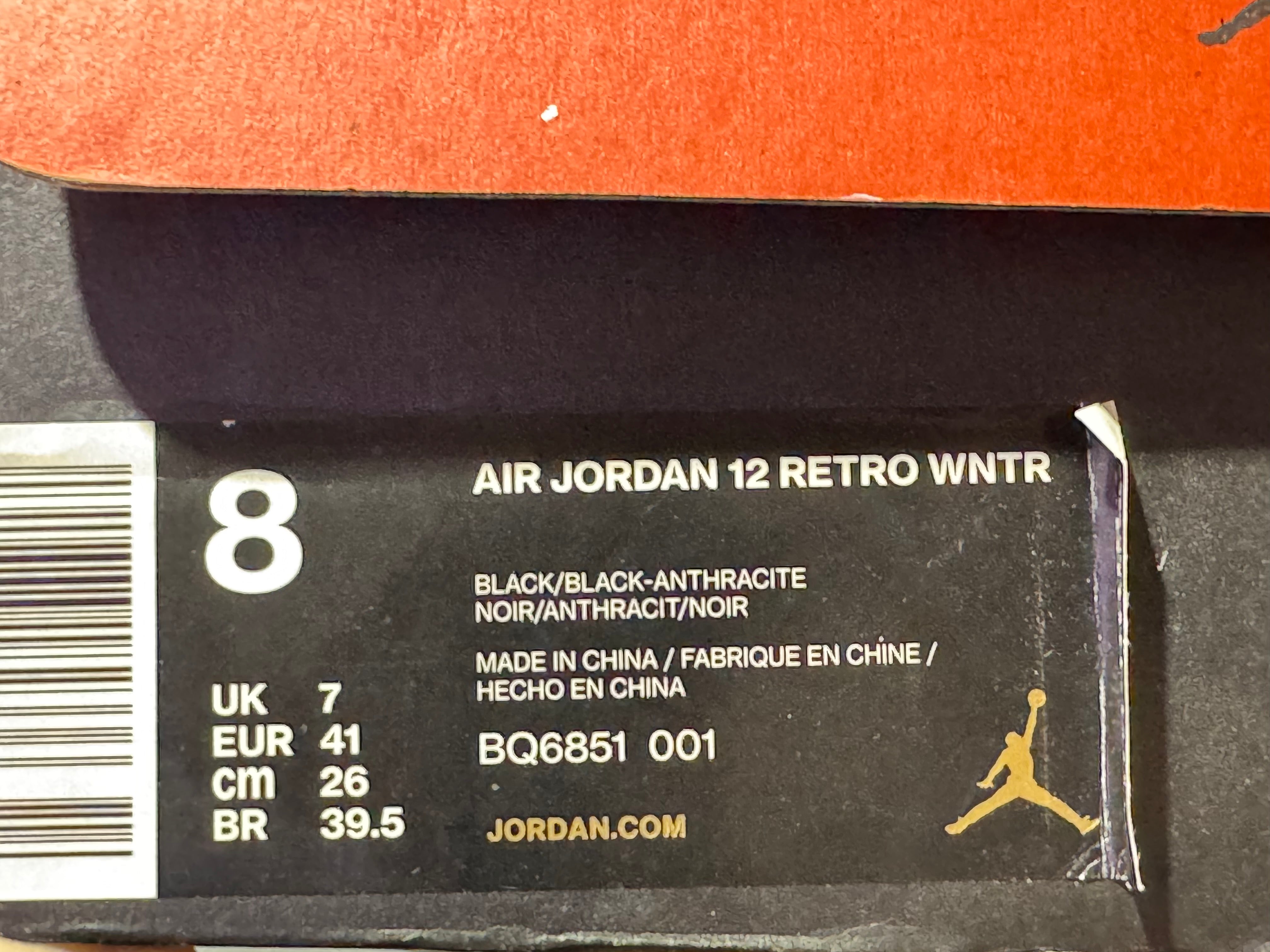 Air Jordan 12 Retro - Winter Black Size 8