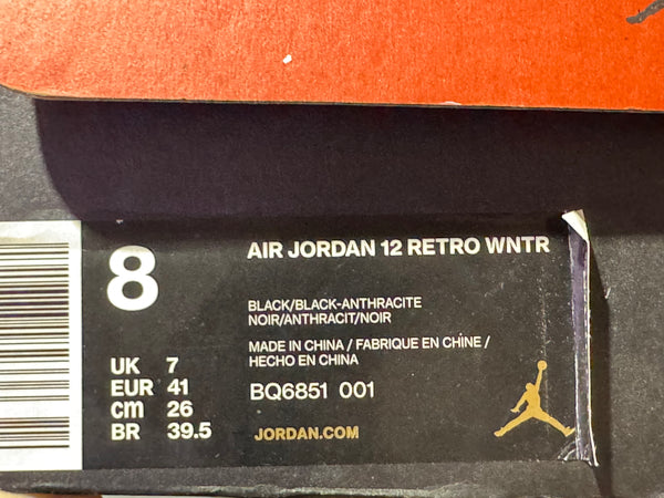 Air Jordan 12 Retro - Winter Black Size 8