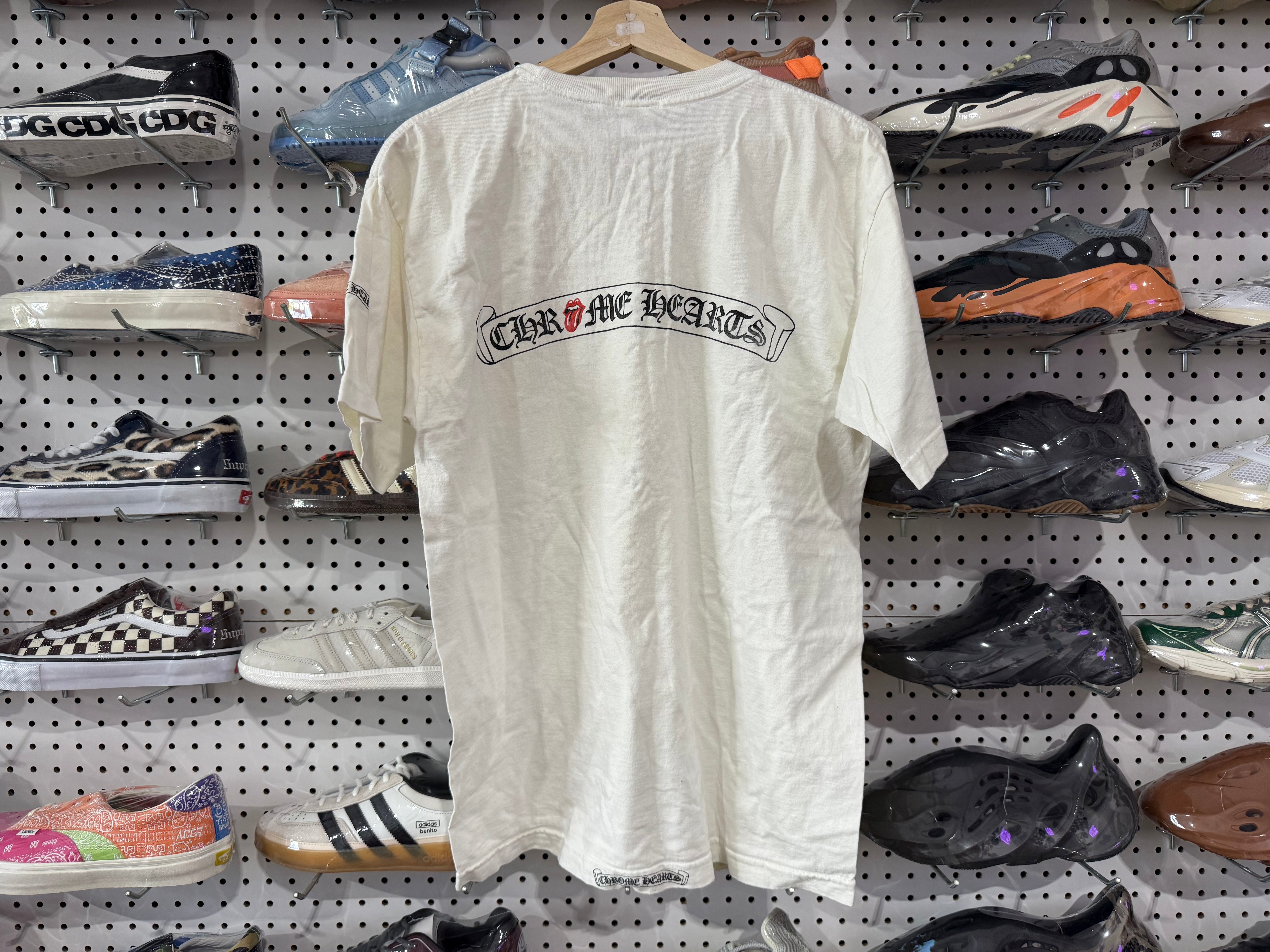 USED VTG Chrome Hearts Rolling Stones Pocket Tee - White Size Large