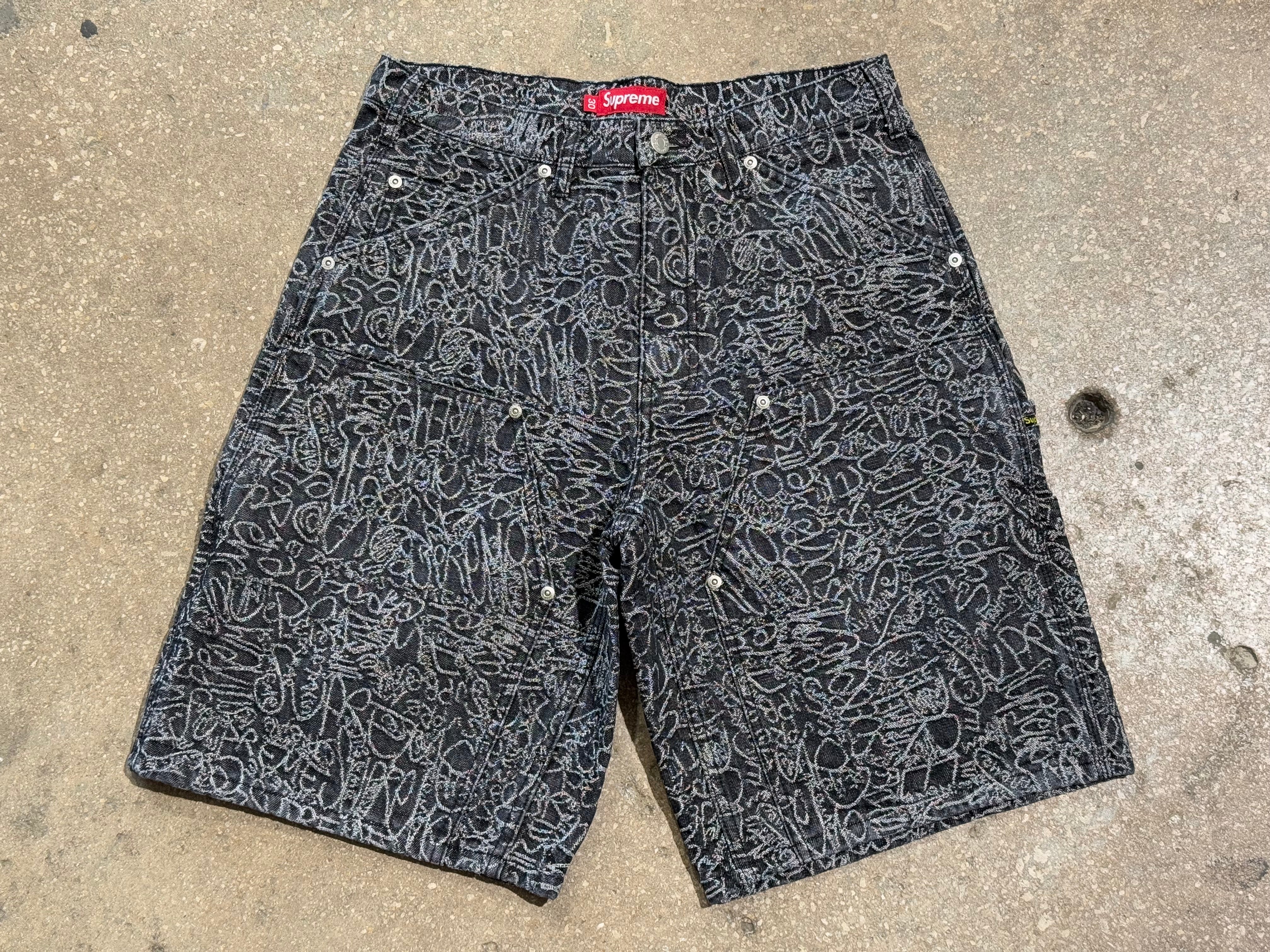 NEW Supreme SS25 Handwriting Double Knee Denim Shorts