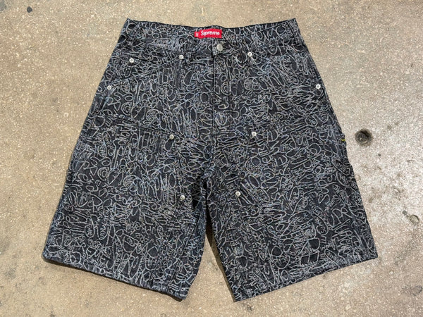 NEW Supreme SS25 Handwriting Double Knee Denim Shorts