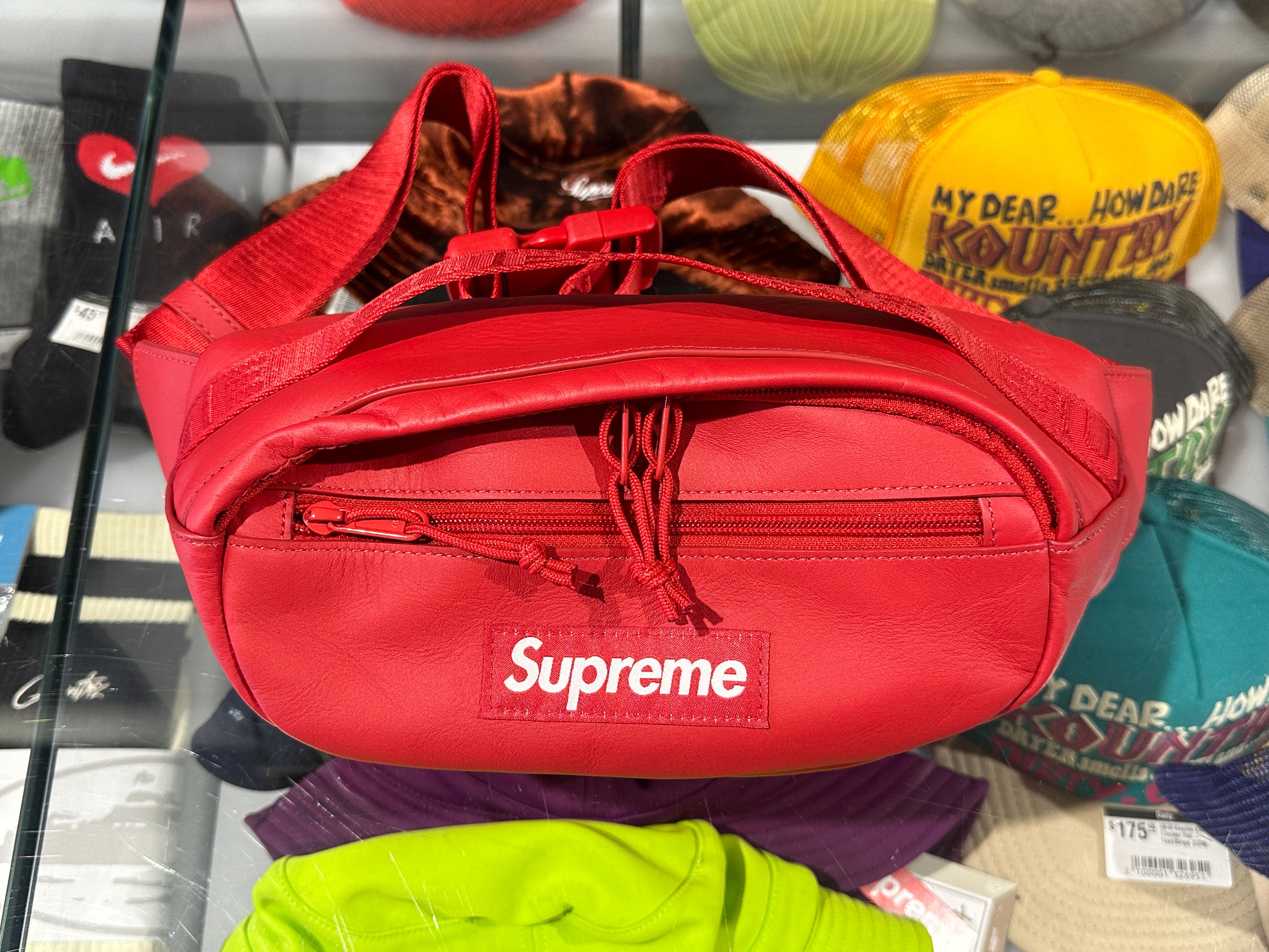 NEW Supreme Leather Waist Bag - Red