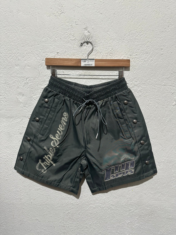 777 Triple Sevens Nylon Shorts - Silver Size Large
