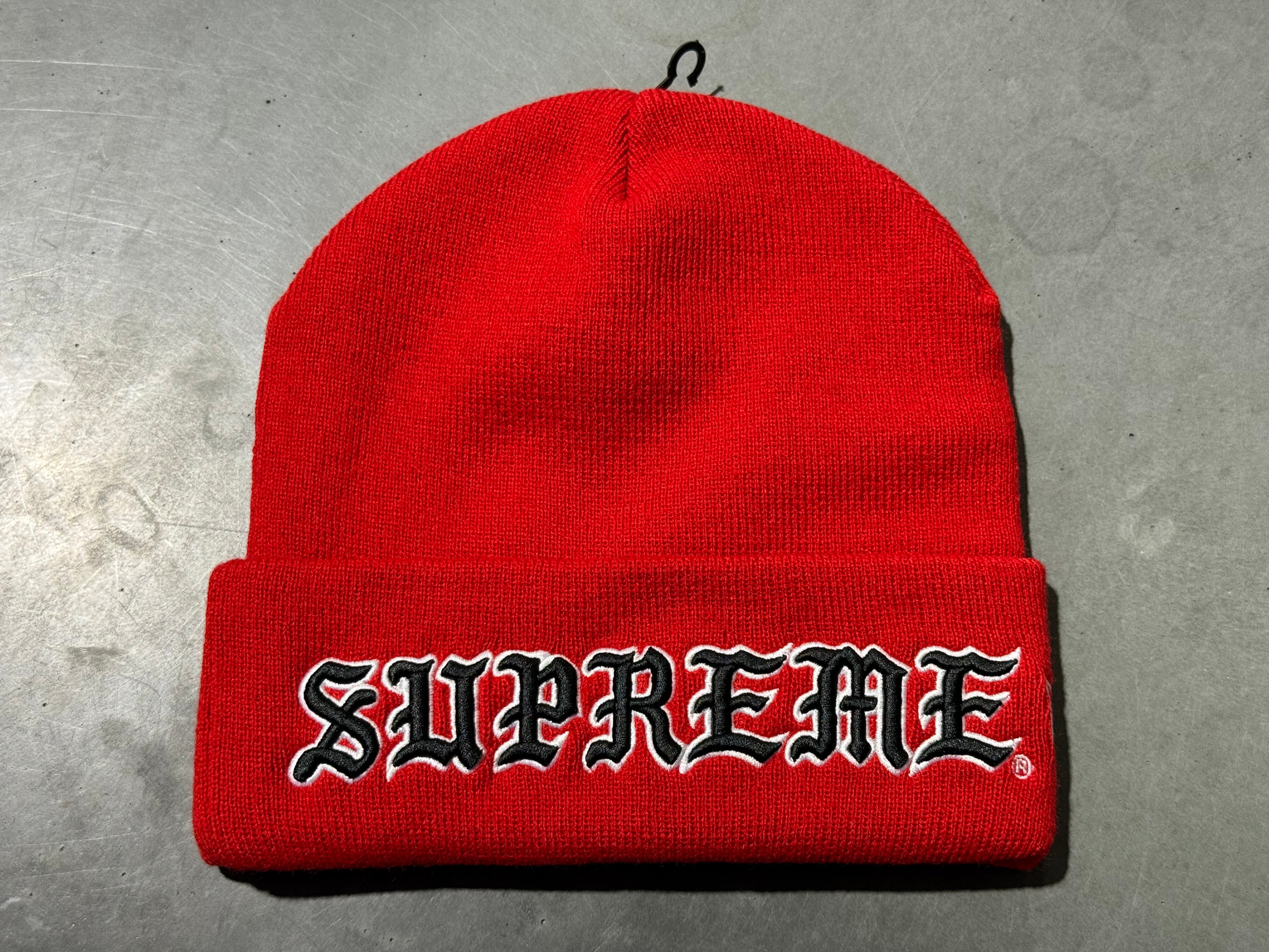 NEW Supreme x New Era Old English Beanie - Red