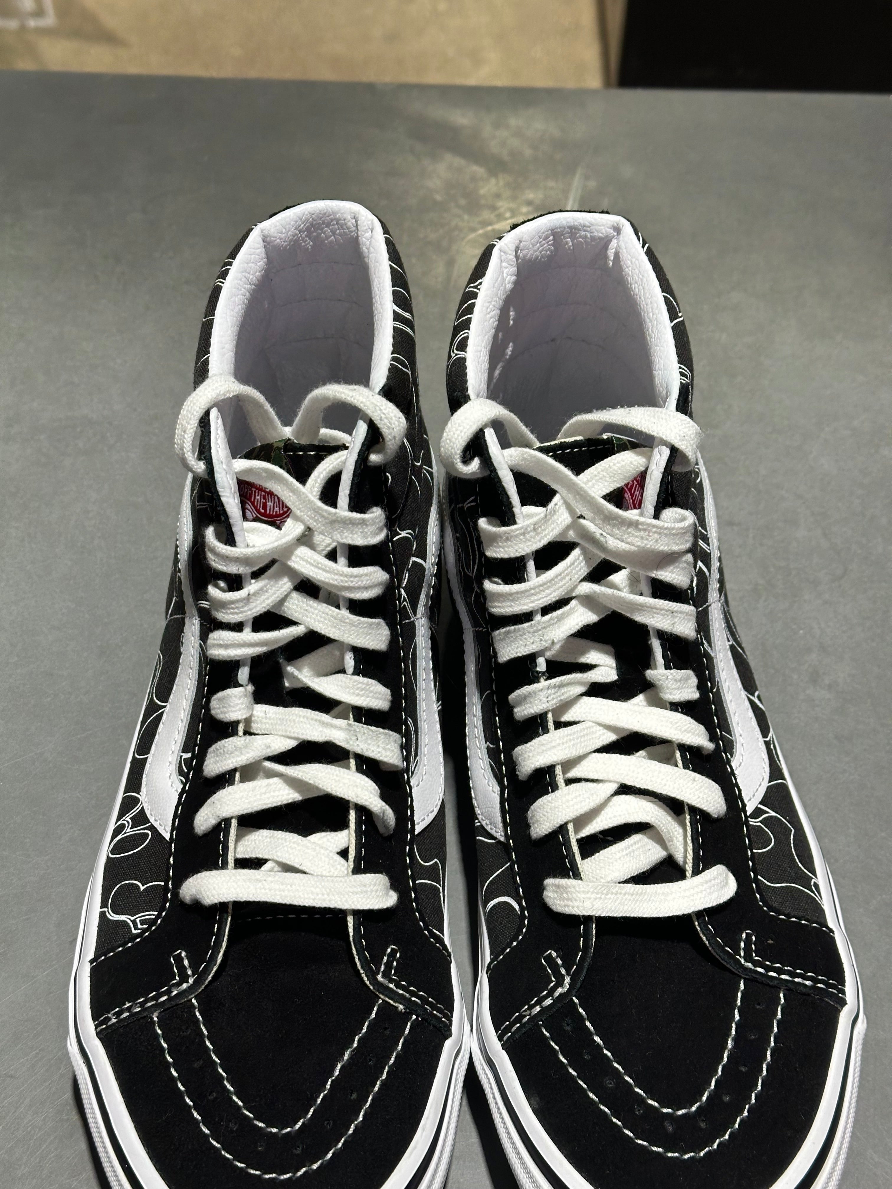 Vans x Bape sk8 Hi - Black/White Size 9