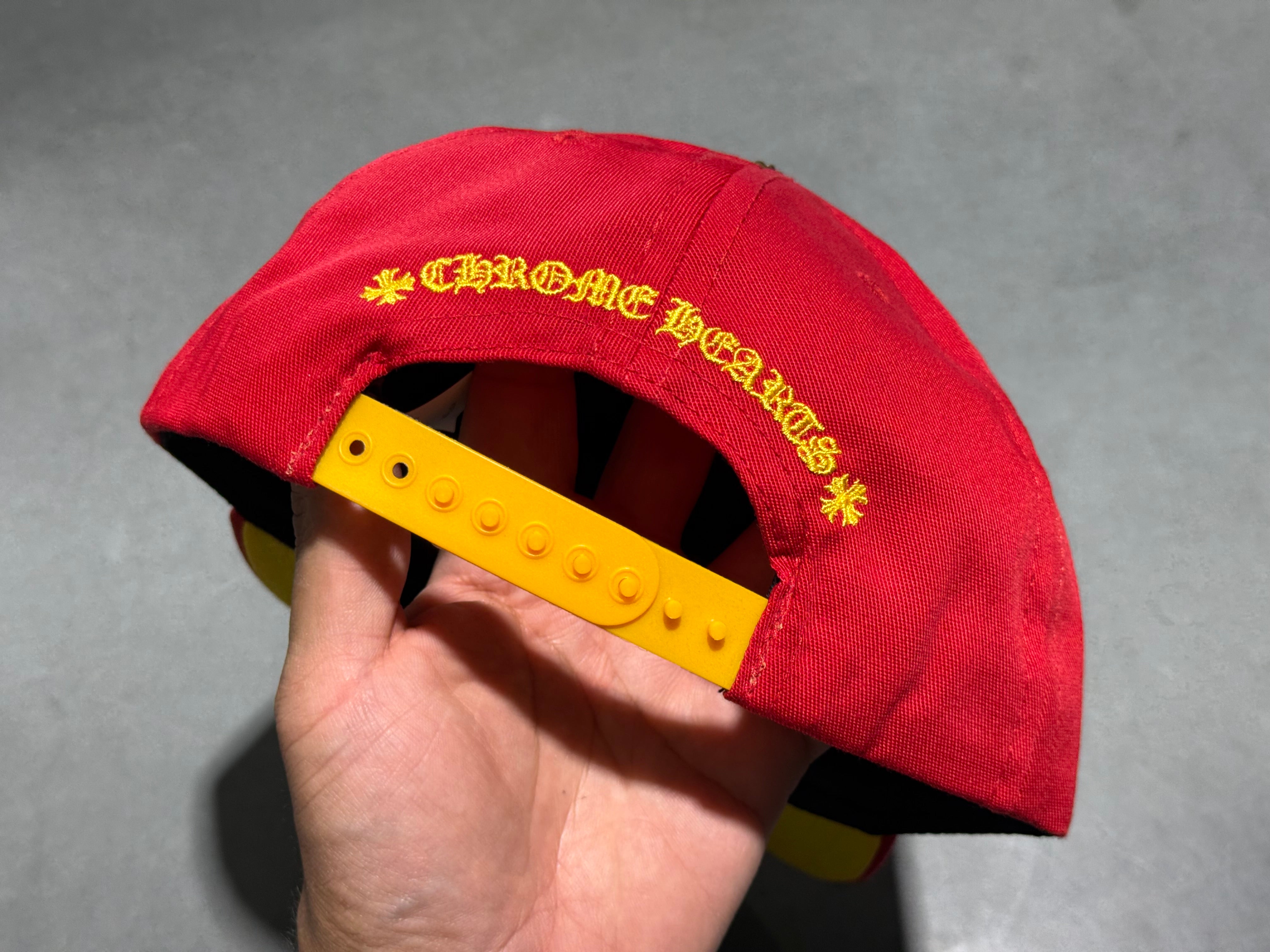 NEW Chrome Hearts 5 Panel Snapback - Red/Yellow