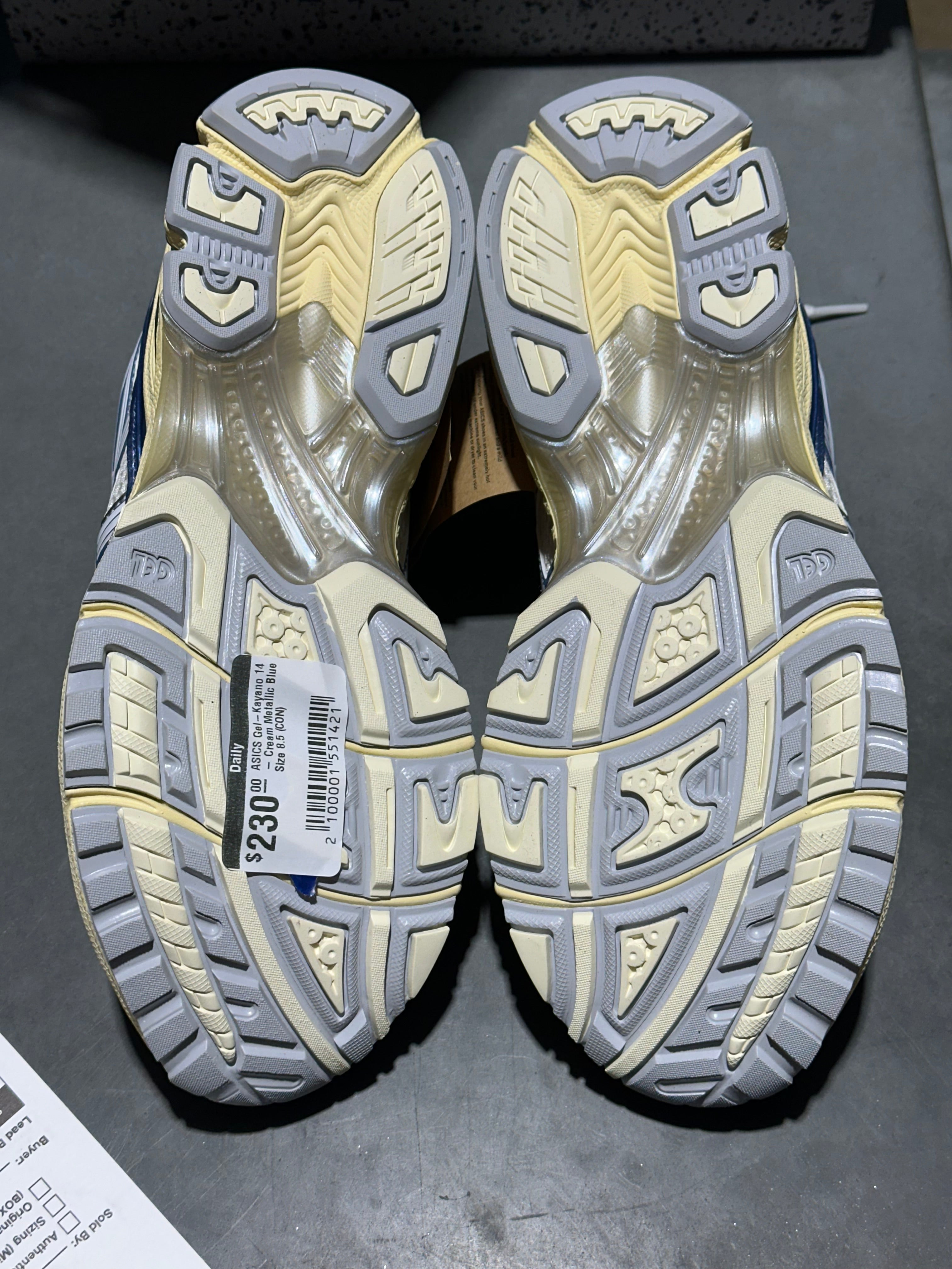 ASICS Gel-Kayano 14 - Cream Metallic Blue Size 8.5