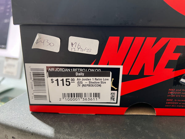 Air Jordan 1 Retro Low (GS) - Shadow Size 7Y