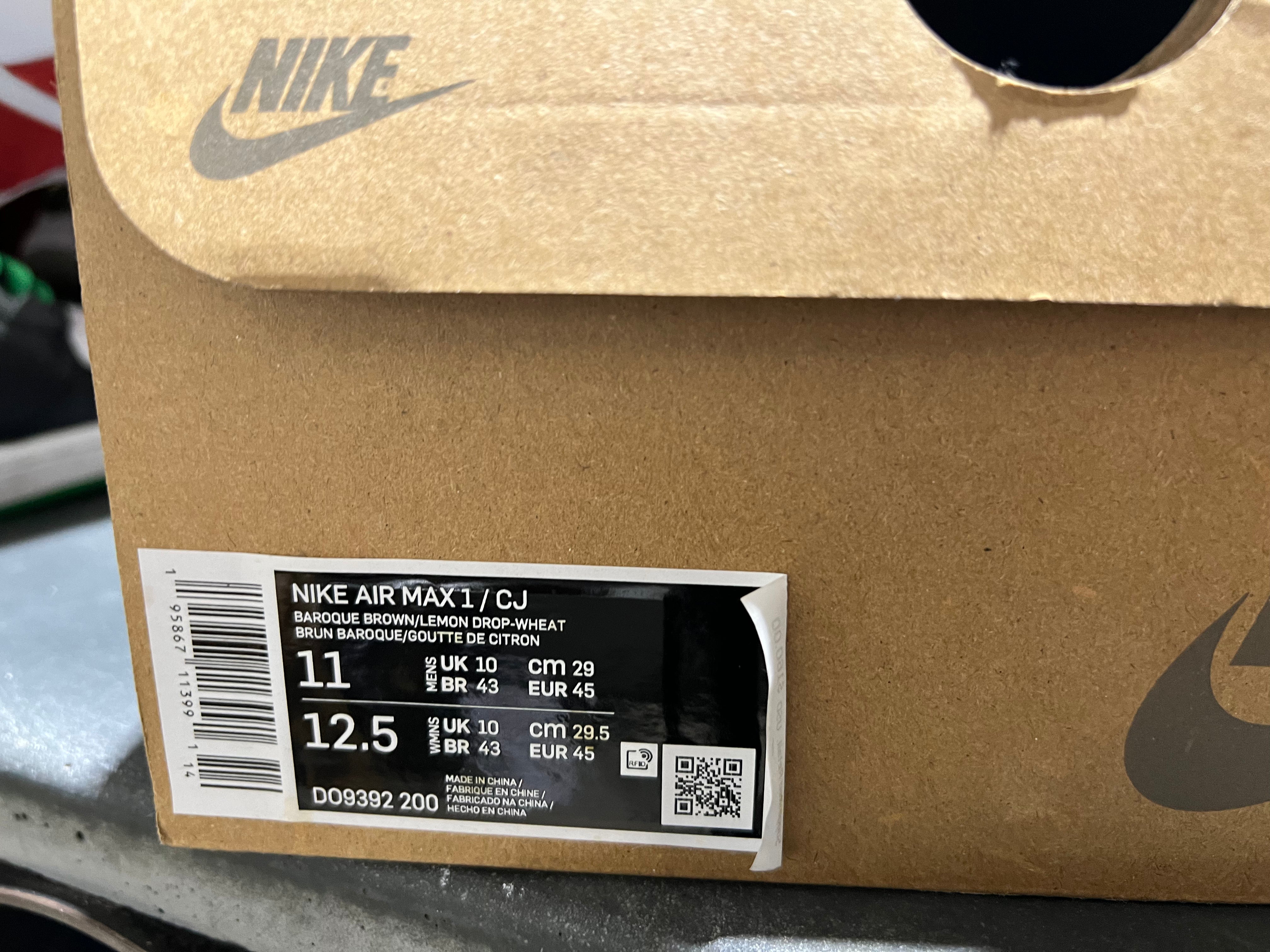 Nike Air Max 1 Travis Scott - Cactus Jack / Baroque Brown Size 11