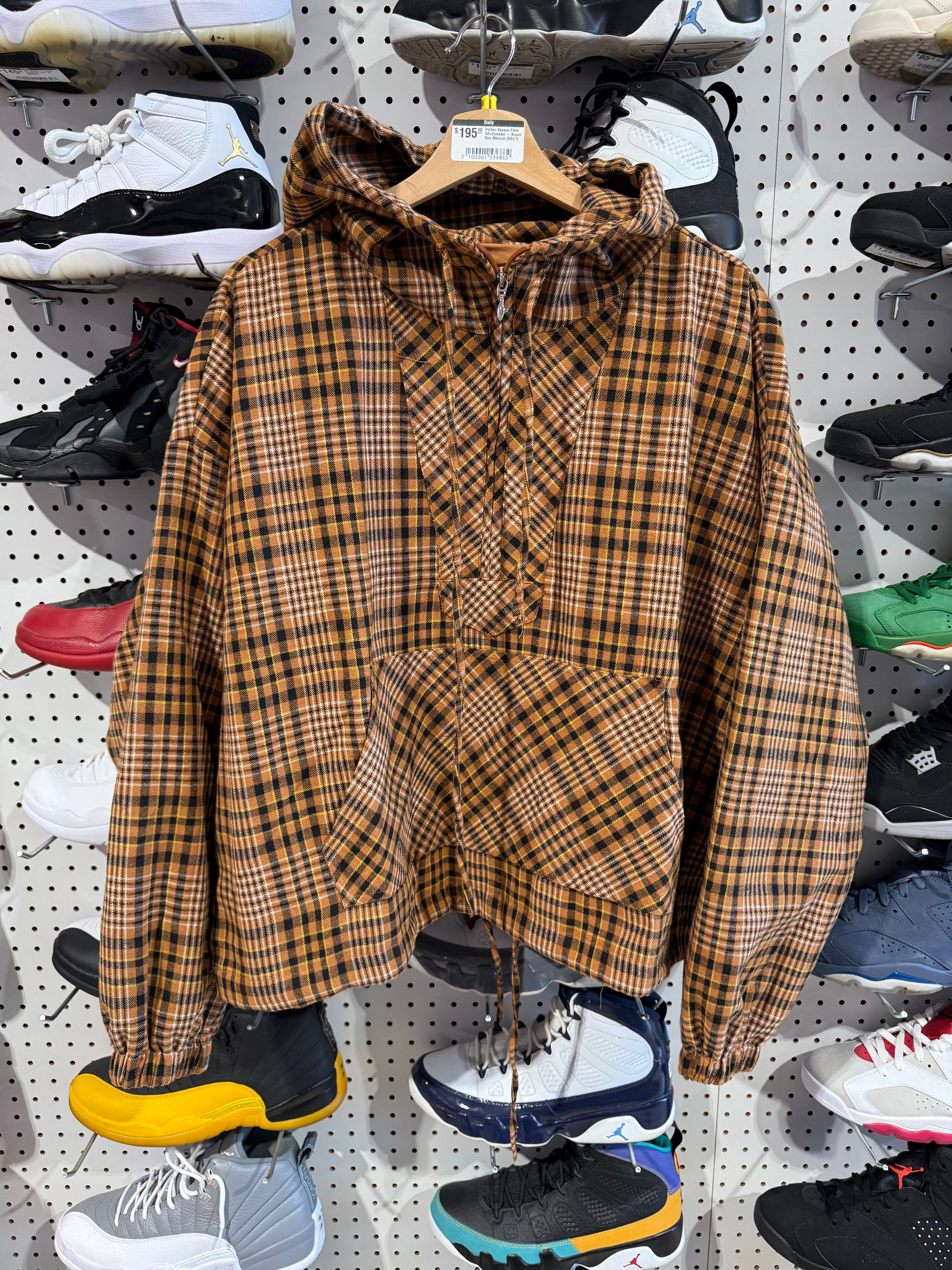 Hidden Season Plaid Windbreaker - Brown Size XL