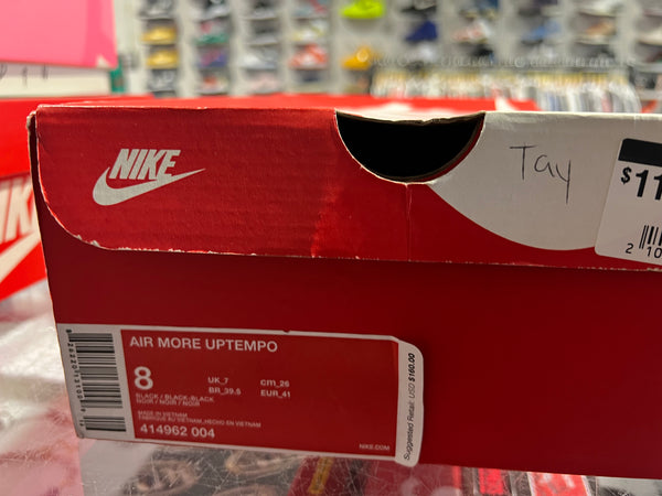 Nike Air More Uptempo - Triple Black 2018 Size 8