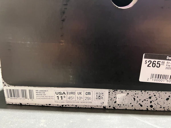 Air Jordan 5 Retro - Fire Red/Black Tongue 2025 Size 11.5