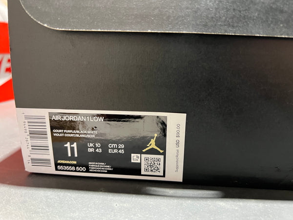 Air Jordan 1 Low - Court Purple White Size 11