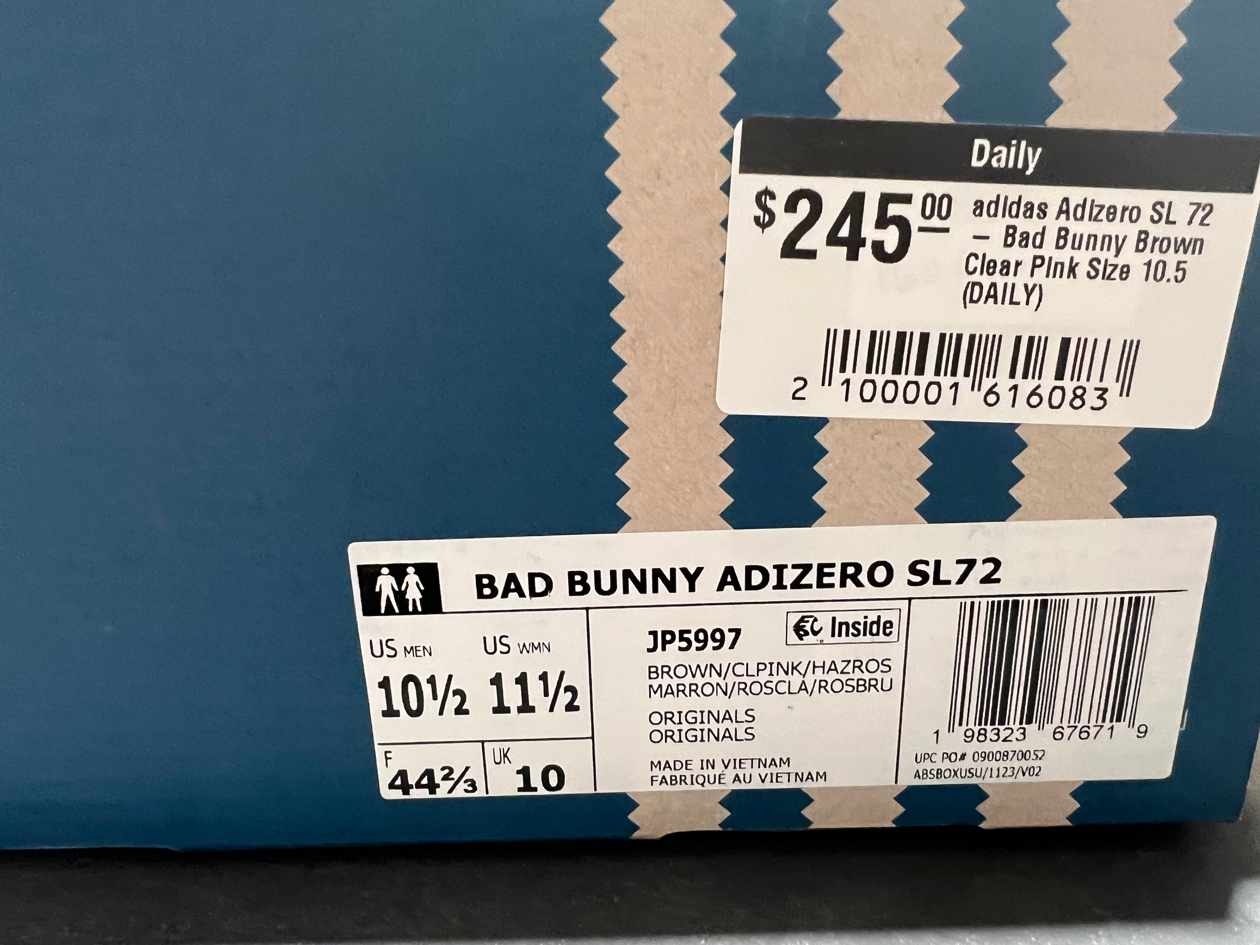 adidas Adizero SL 72 - Bad Bunny Brown Clear Pink Size 10.5