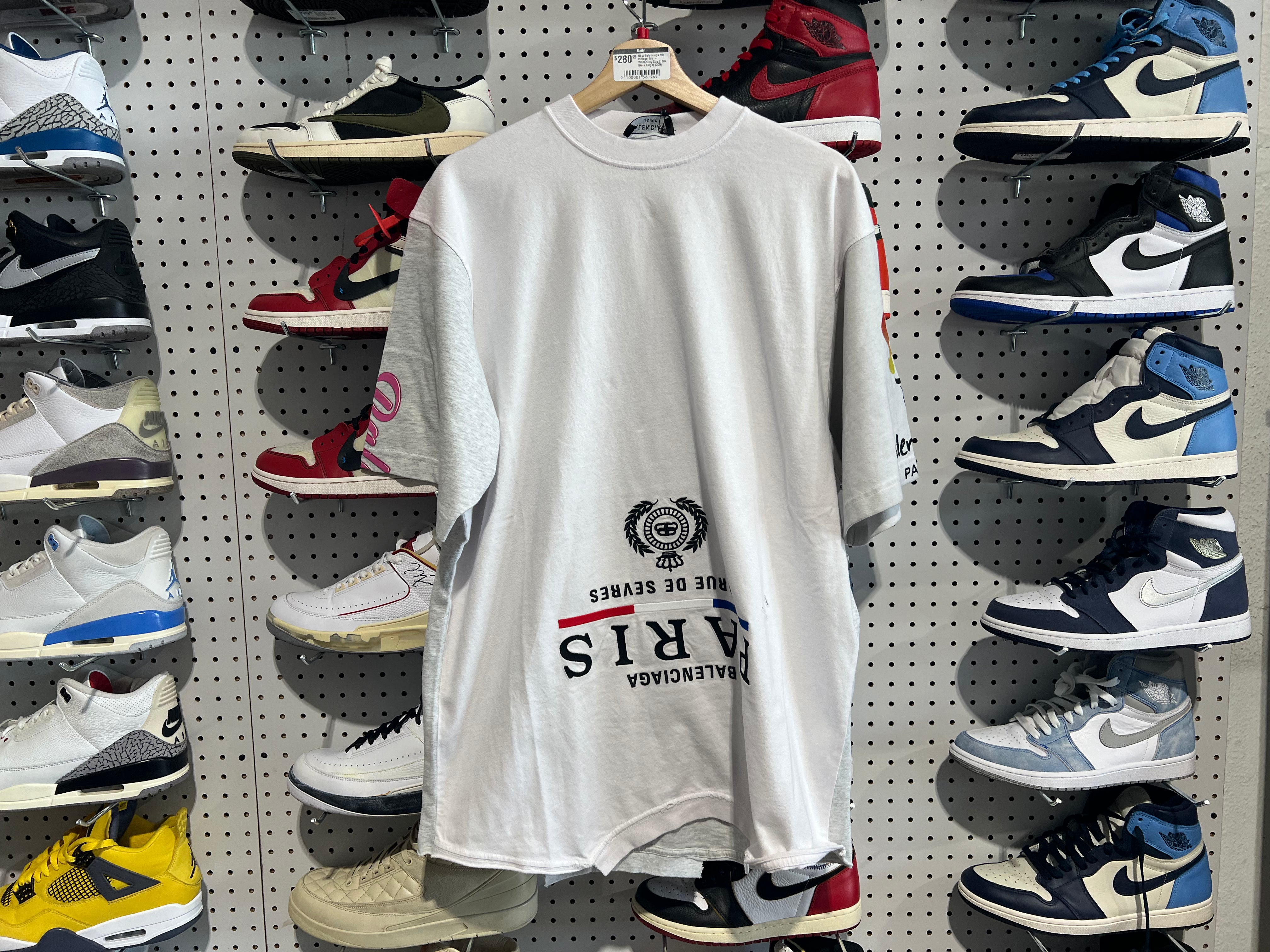 NEW Balenciaga Mix Vintage Tee - White/Grey Size 2 (fits like a Large) (CON)
