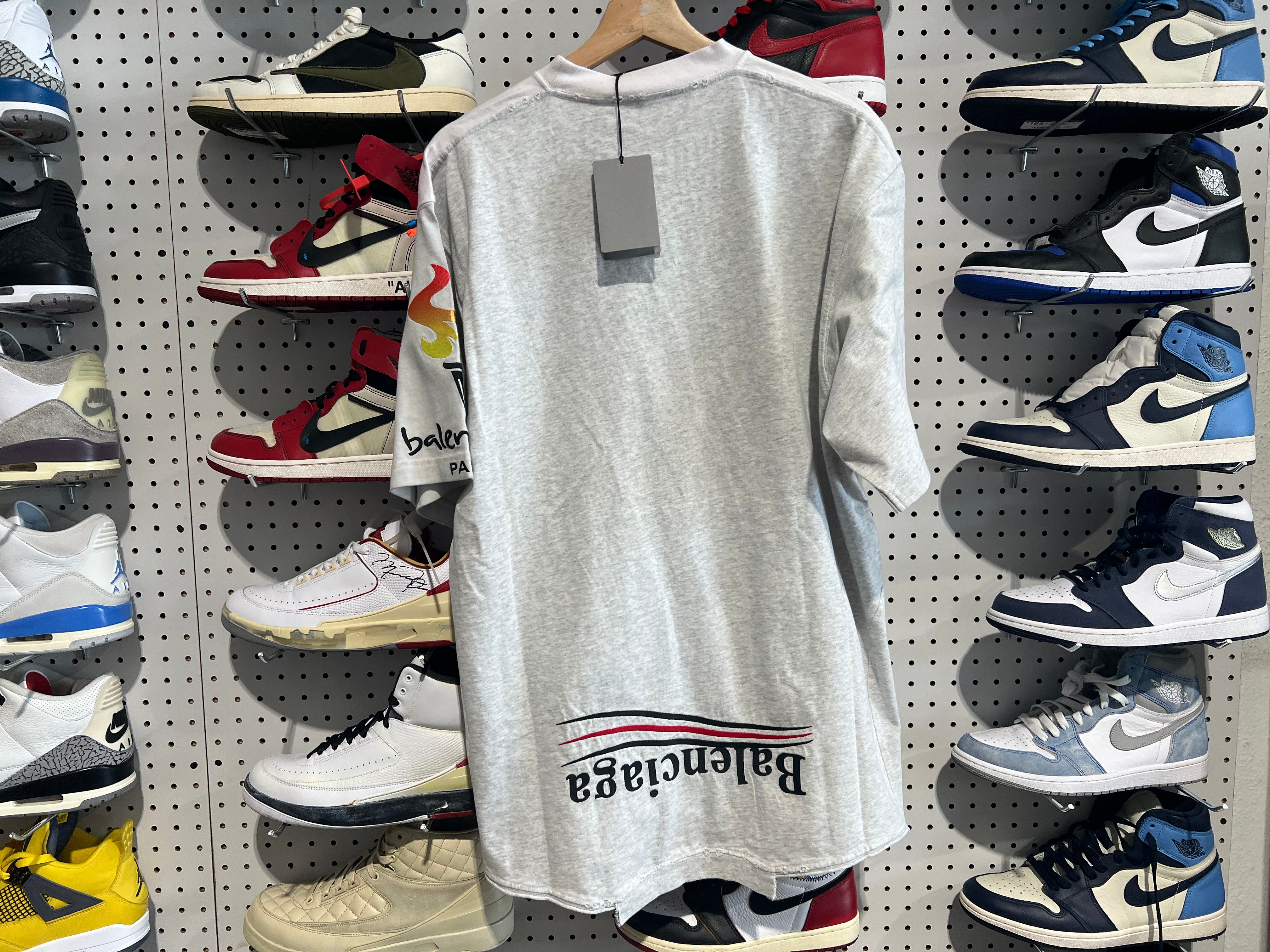 NEW Balenciaga Mix Vintage Tee - White/Grey Size 2 (fits like a Large) (CON)