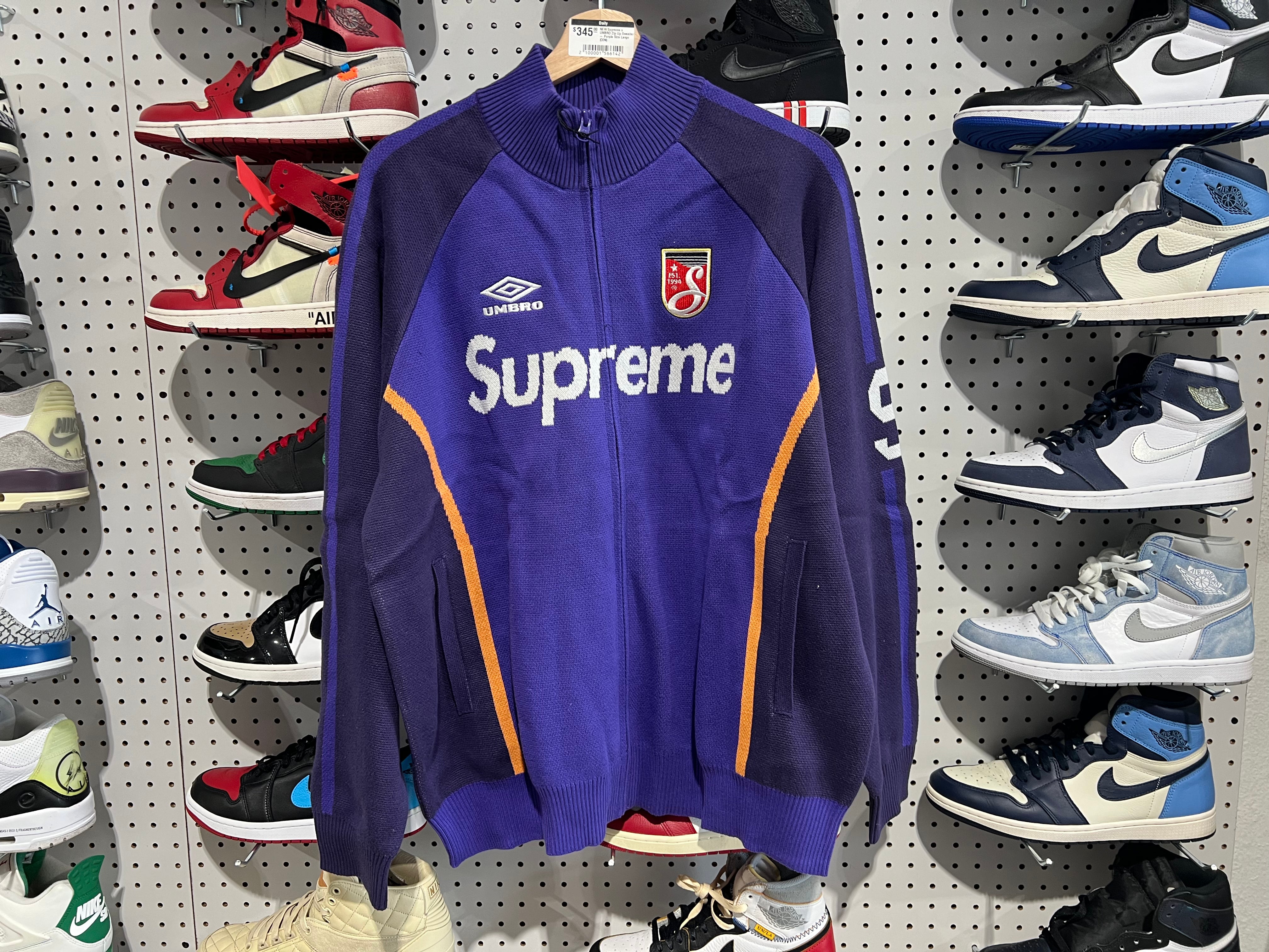 NEW Supreme x UMBRO Zip Up Sweater - Purple Size Large