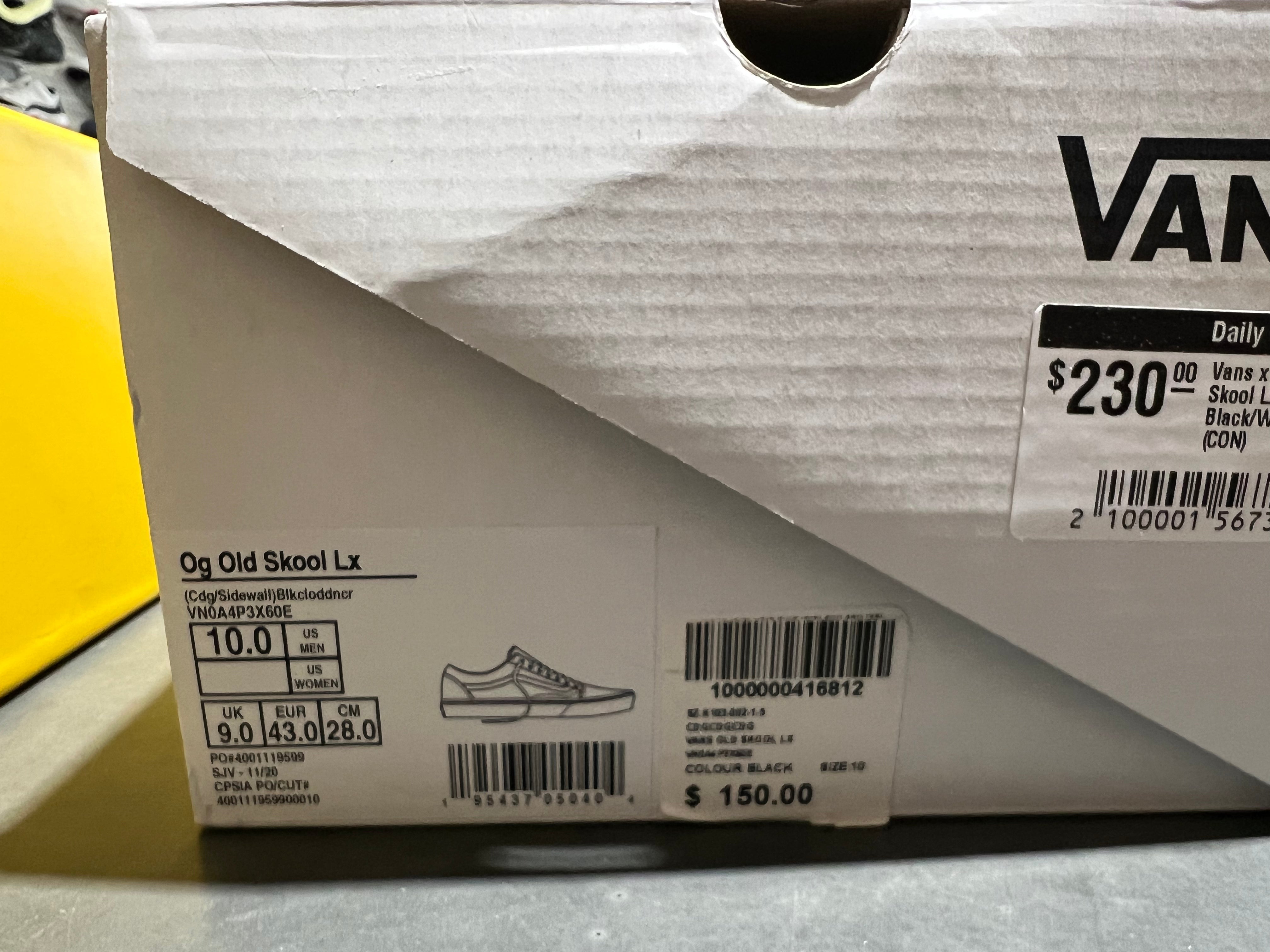 Vans x CDG OG Old Skool LX - Black/White Size 10