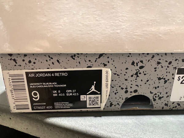 Air Jordan 4 Retro - University Blue Size 9