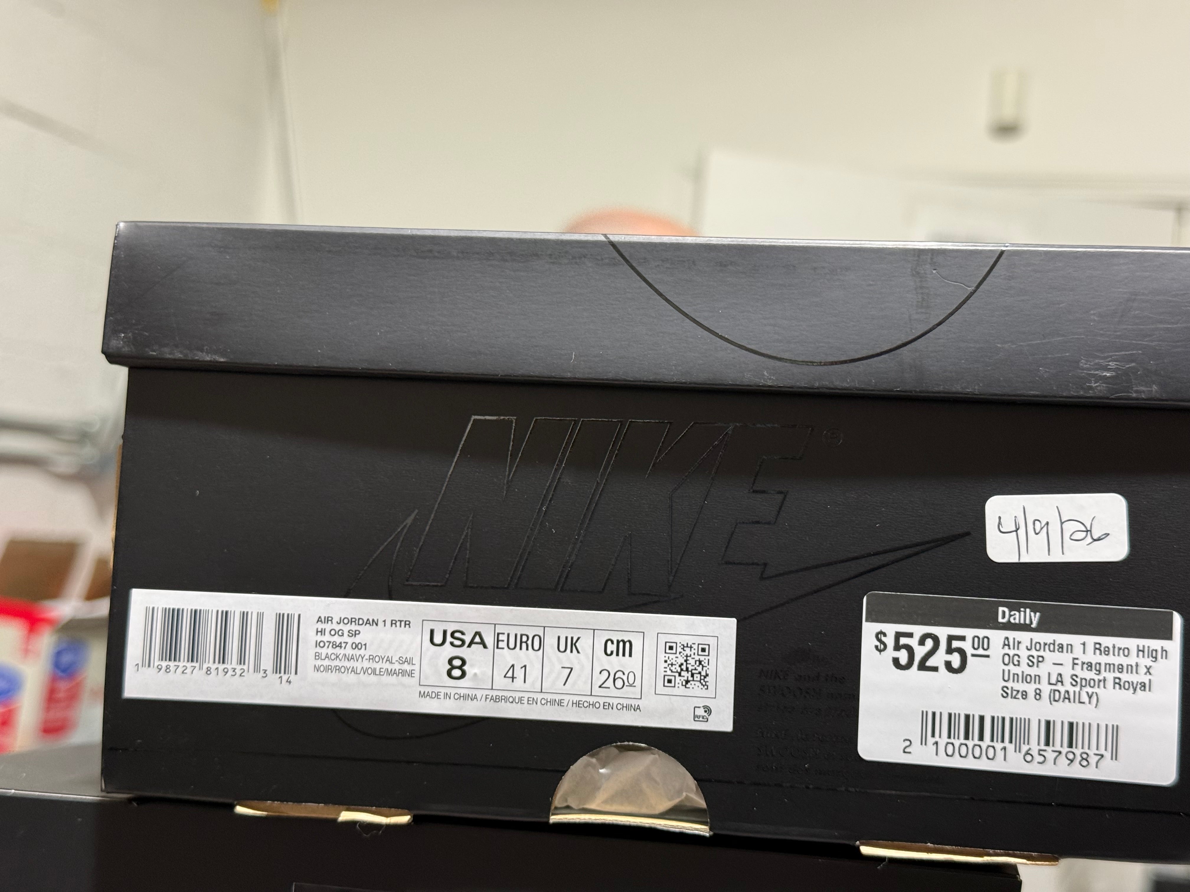 Air Jordan 1 Retro High OG SP - Fragment x Union LA Sport Royal Size 8