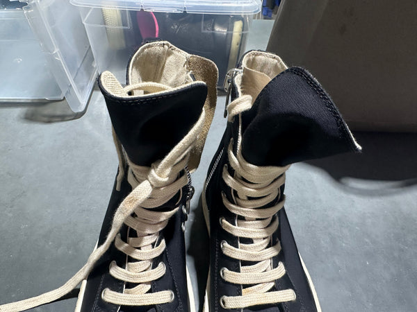 Rick Owens Women's Canvas Wedge Sneakers - Black Size 7W