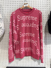 NEW Supreme Jacquard Logo Crewneck - Dark Pink Size Medium