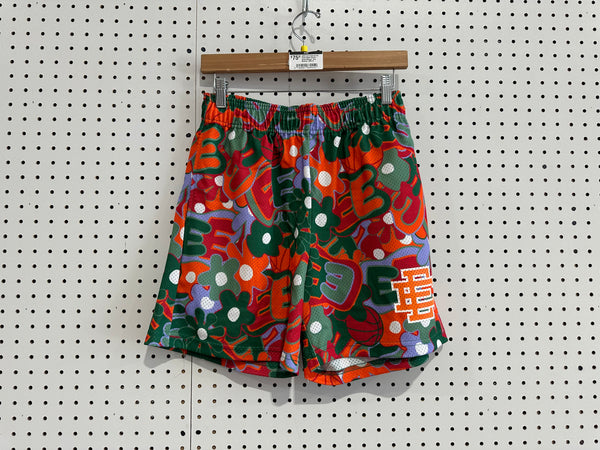 USED Eric Emanuel EE Floral Mesh Shorts - Green/Orange  Size Medium