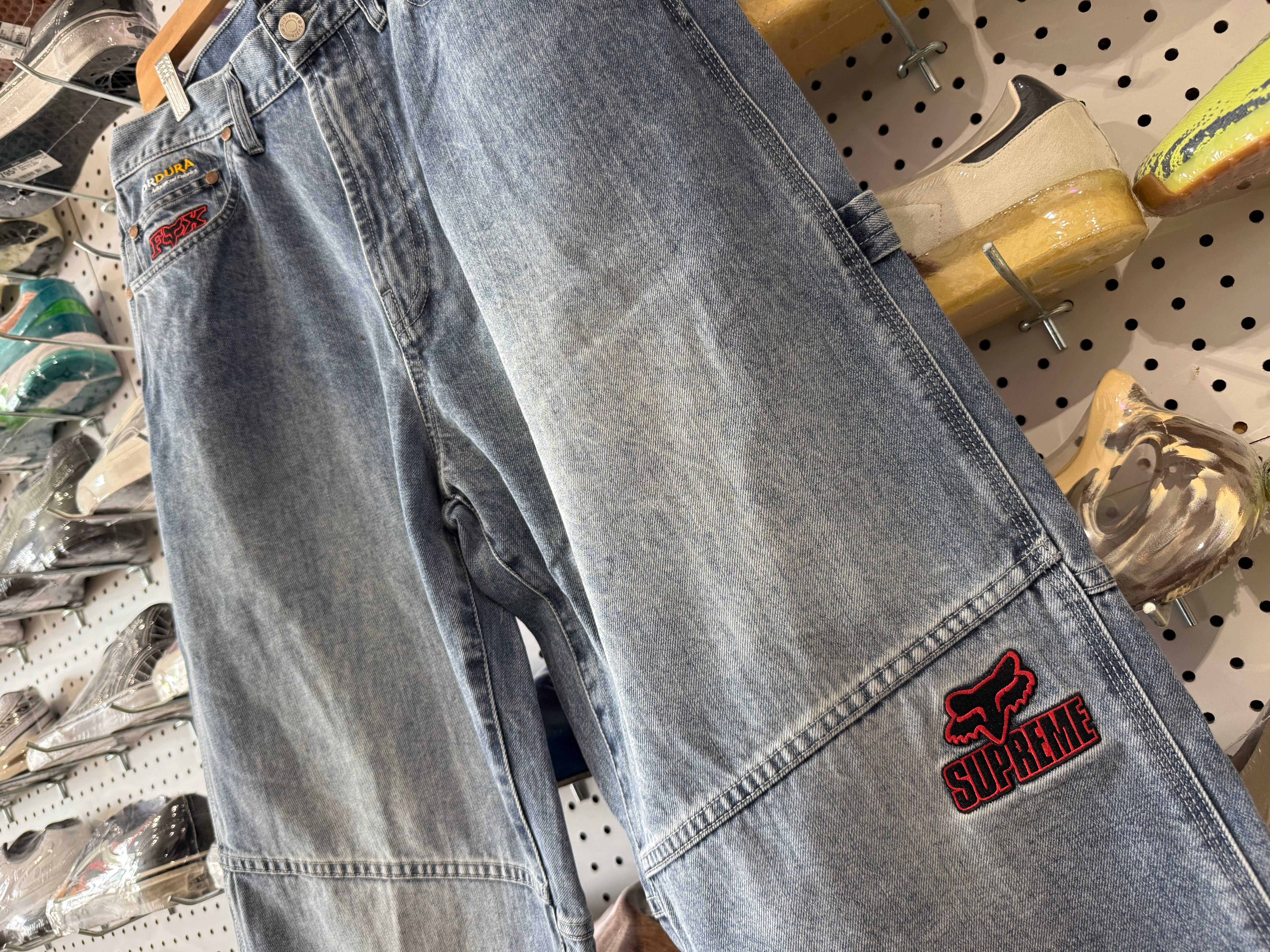 NEW Supreme FW25 Fox Racing Cordura Baggy Denim - Blue Size 32