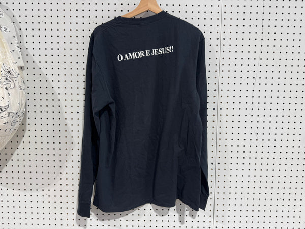 USED Stray Rats Jesus Christ L/S Tee - Black Size Large